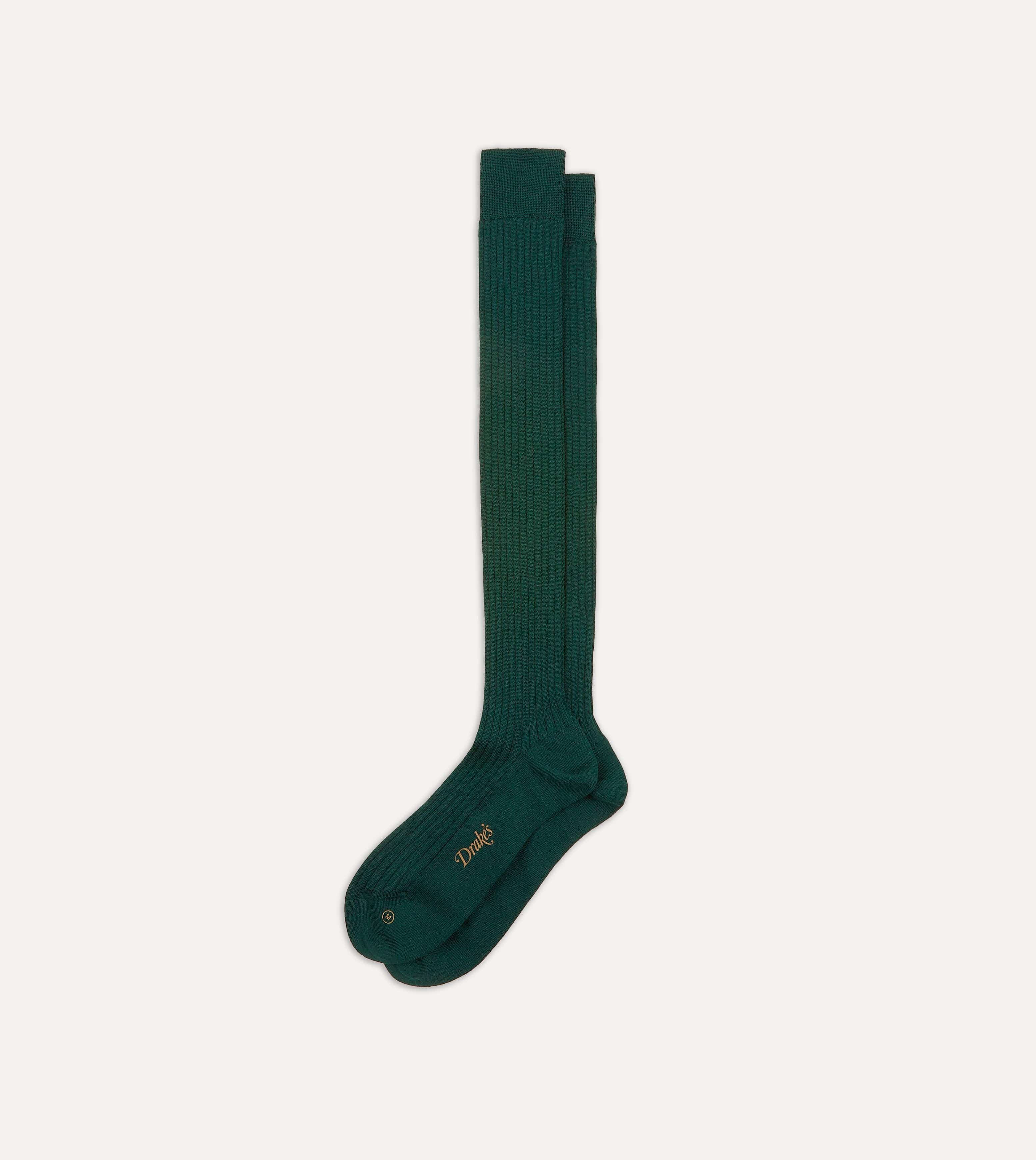 Dark Green Wool Over-the-Calf Socks - Image 4