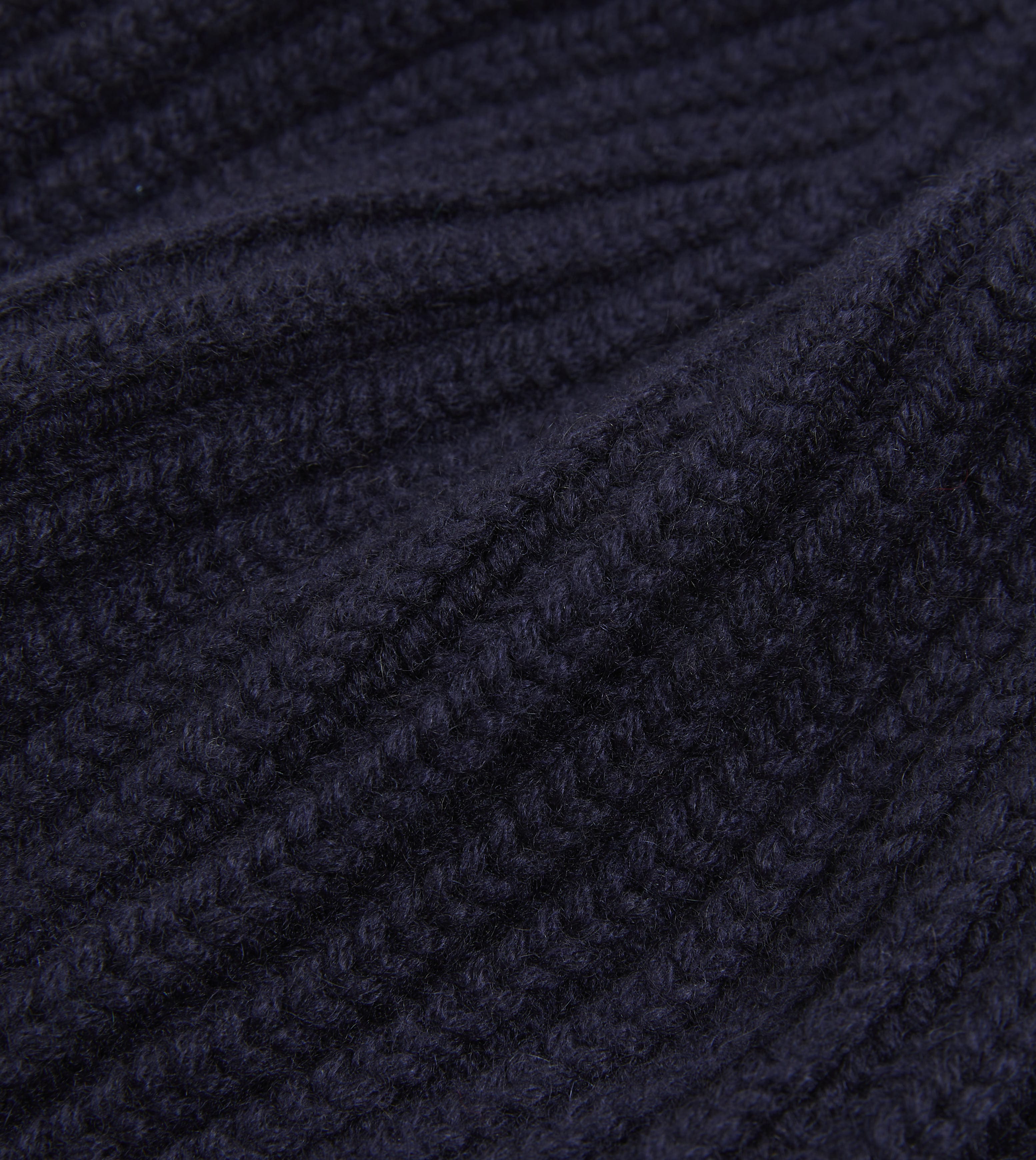 Navy Cashmere Ribbed Knit Beanie - Image 2