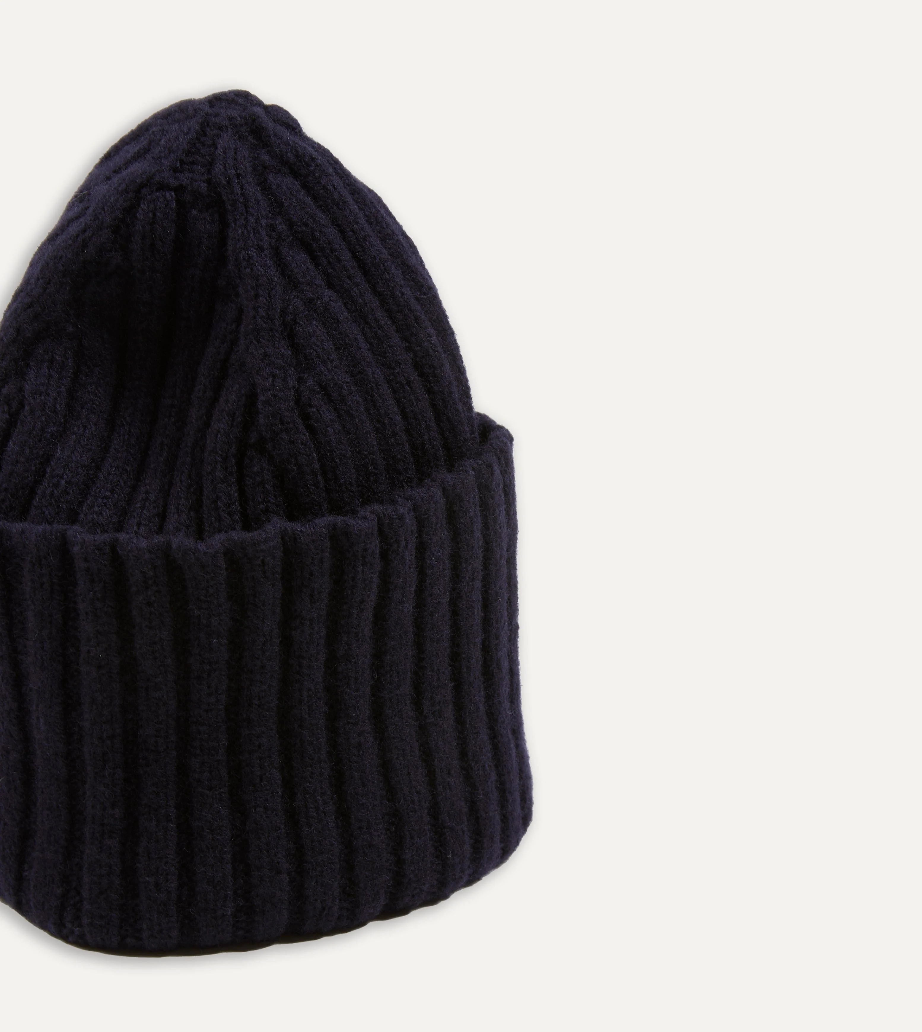 Navy Lambswool Ribbed Knit Cap - Image 4