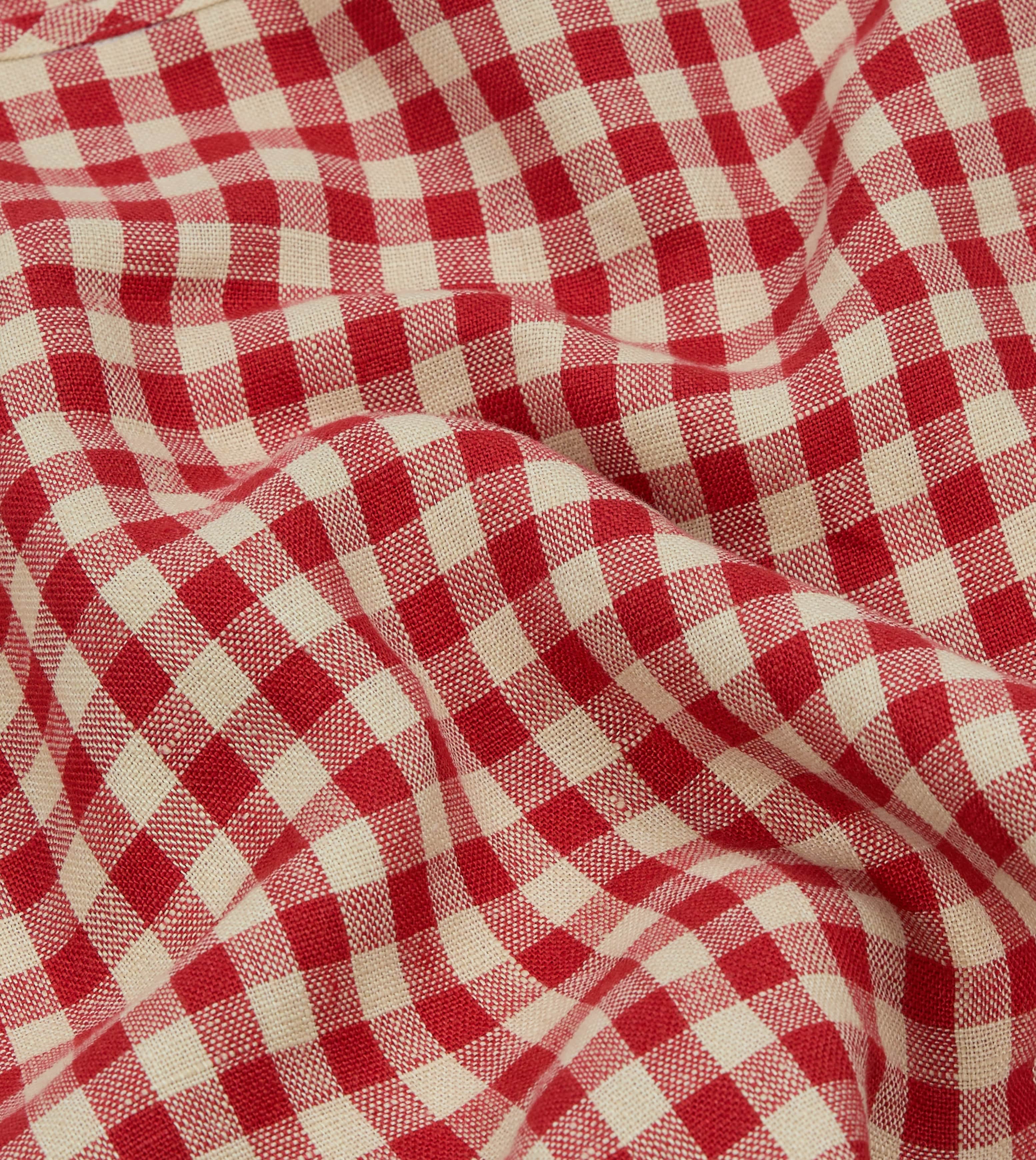 Red Gingham Check Linen Market Tote Bag - Image 2