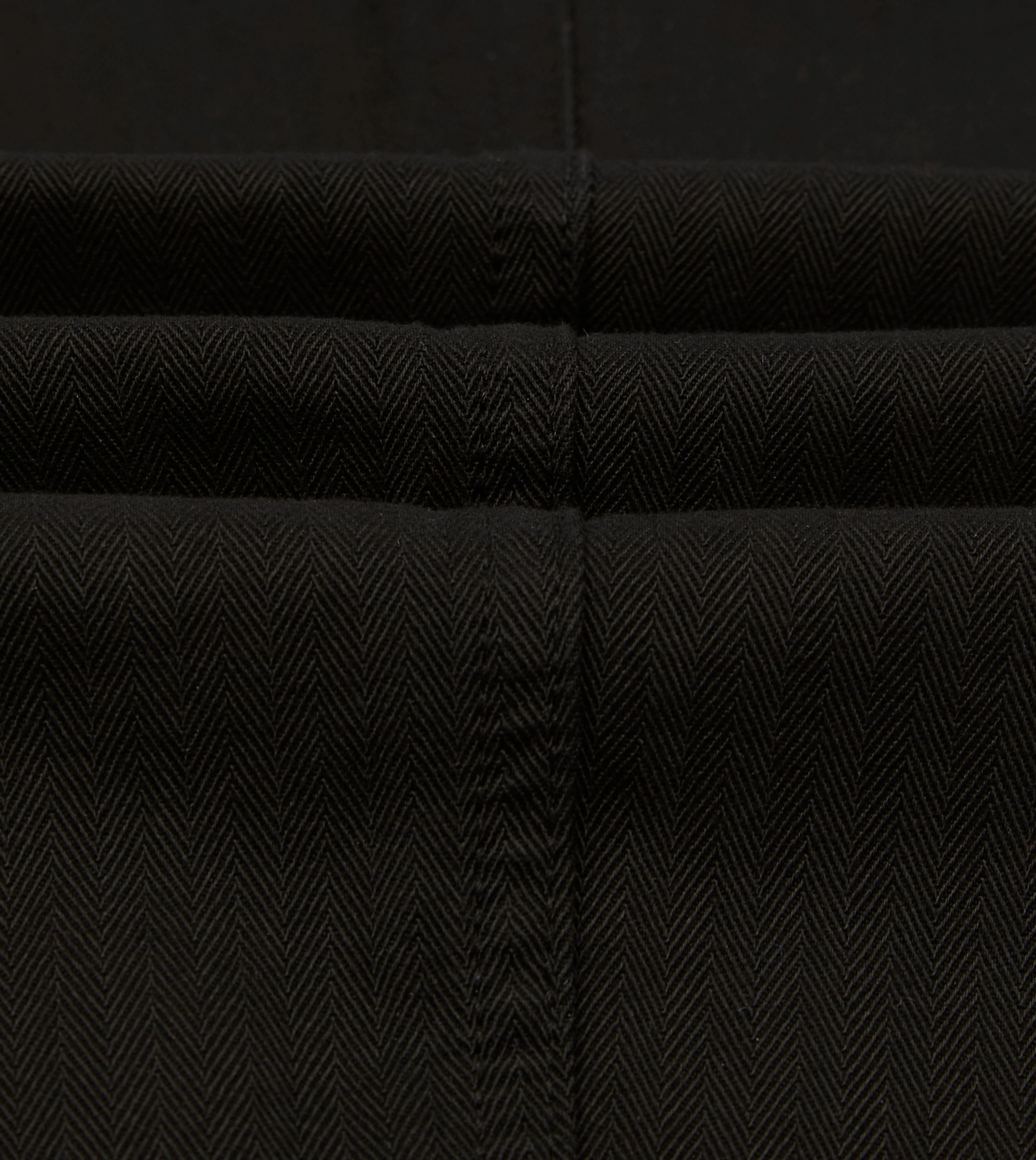 Drake's by A. Levine Black Herringbone Cotton Fatigue Trouser - Image 2