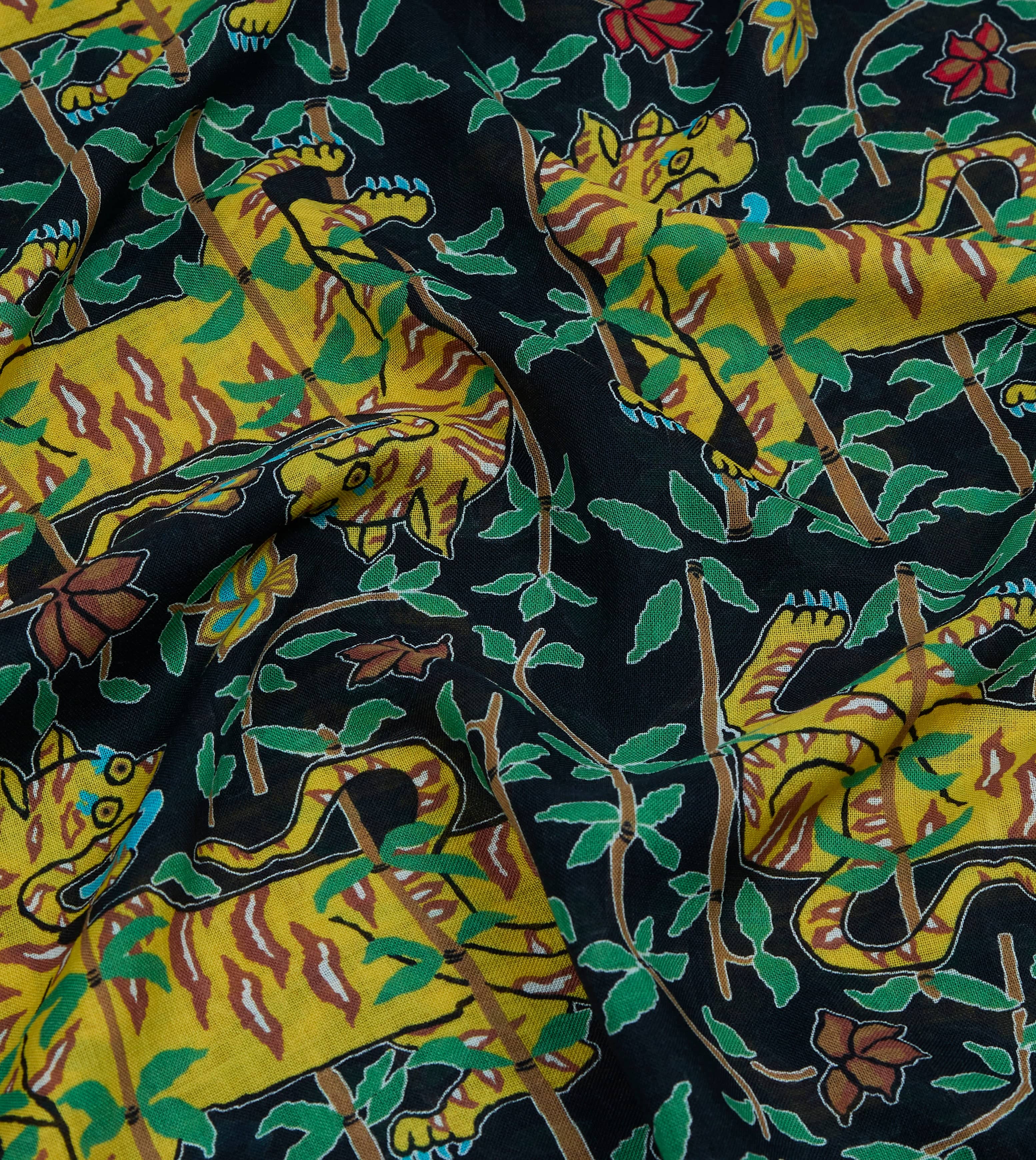 Drake's by A. Levine Black Tigers Print Tubular Wool Silk Scarf - Image 2