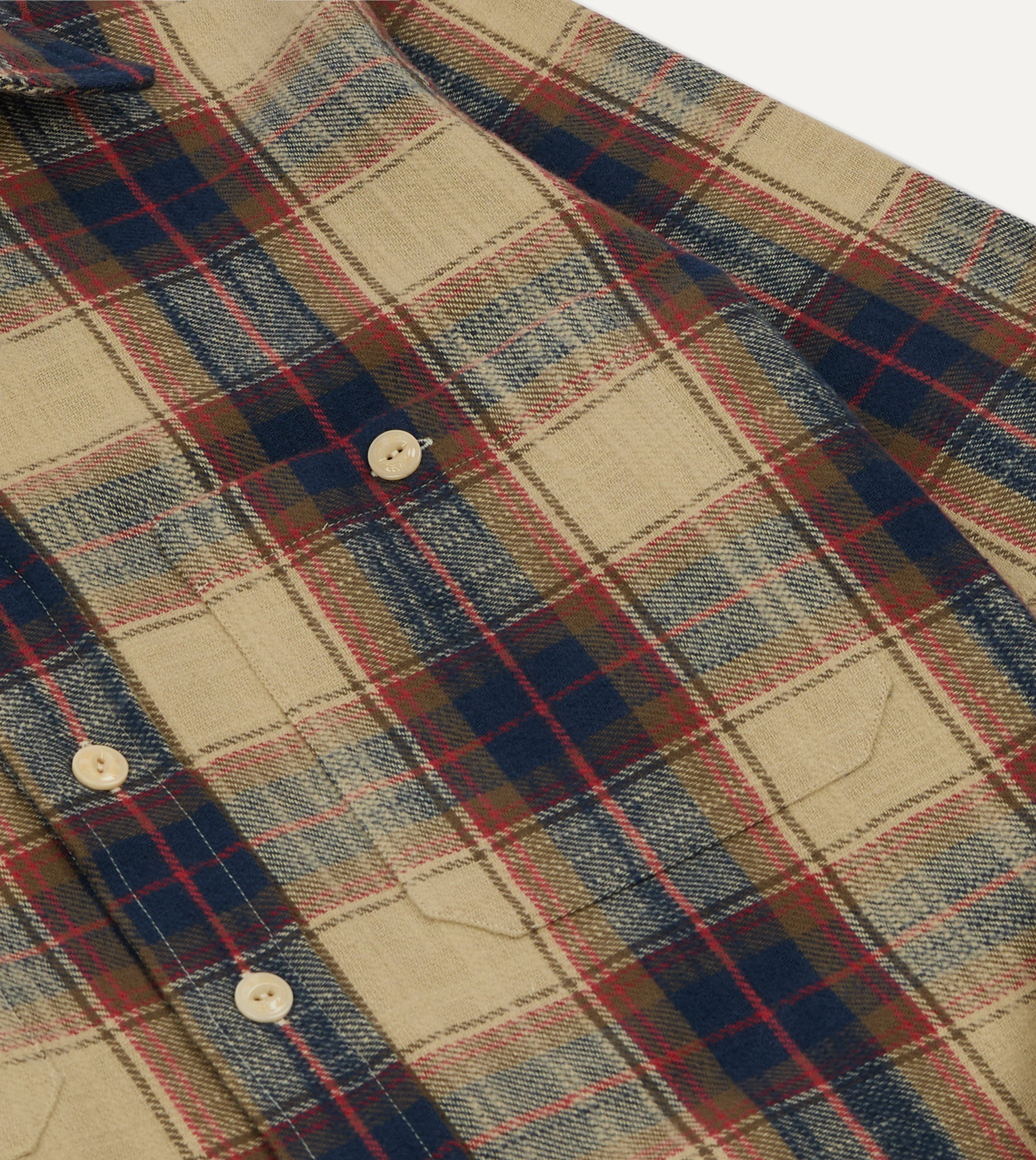 Drake's by A. Levine Check Brushed Cotton Two-Pocket Work Shirt - Image 4