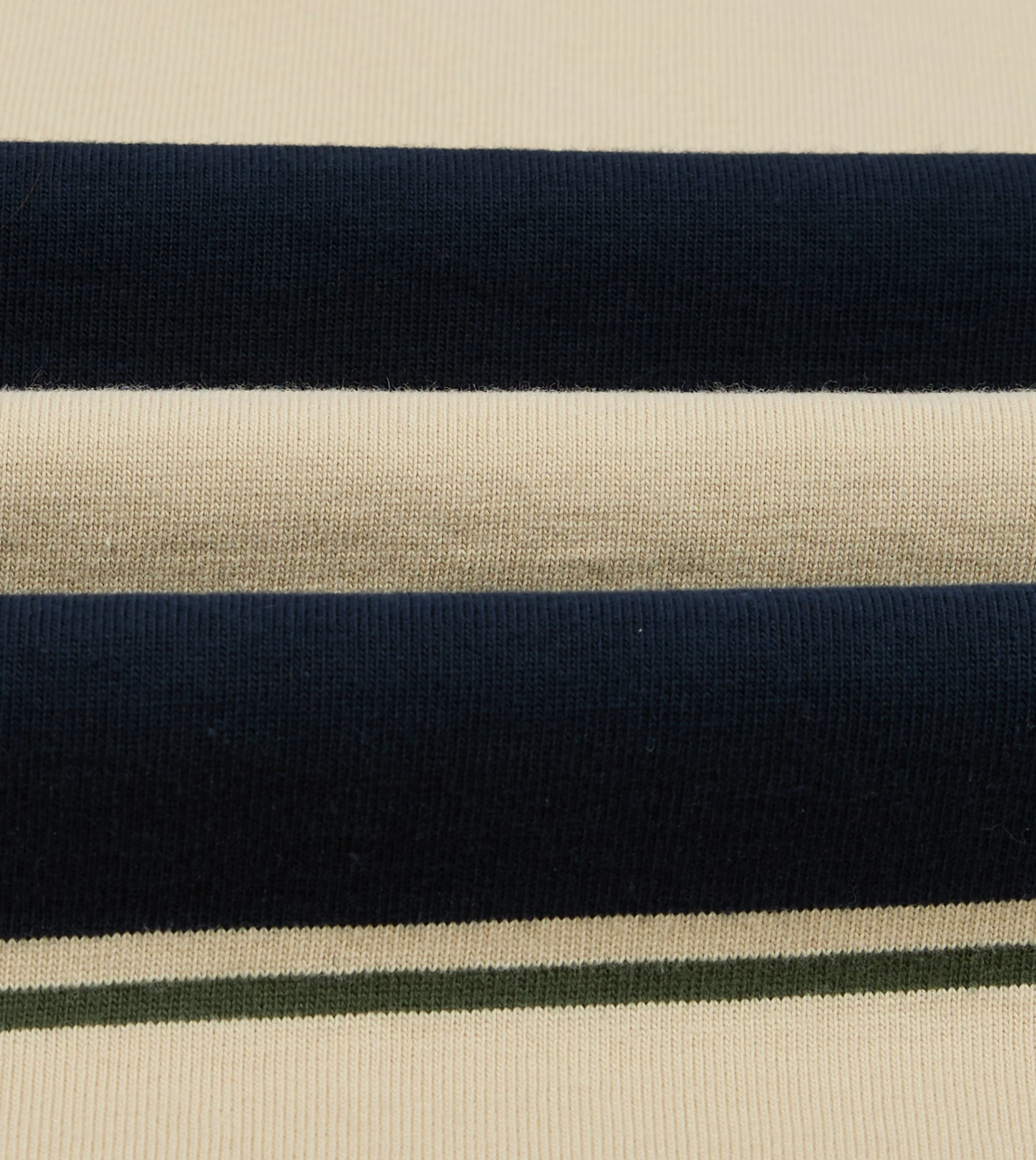 Drake's by A. Levine Navy Stripe Cotton Quarter Zip Rugby Shirt - Image 2