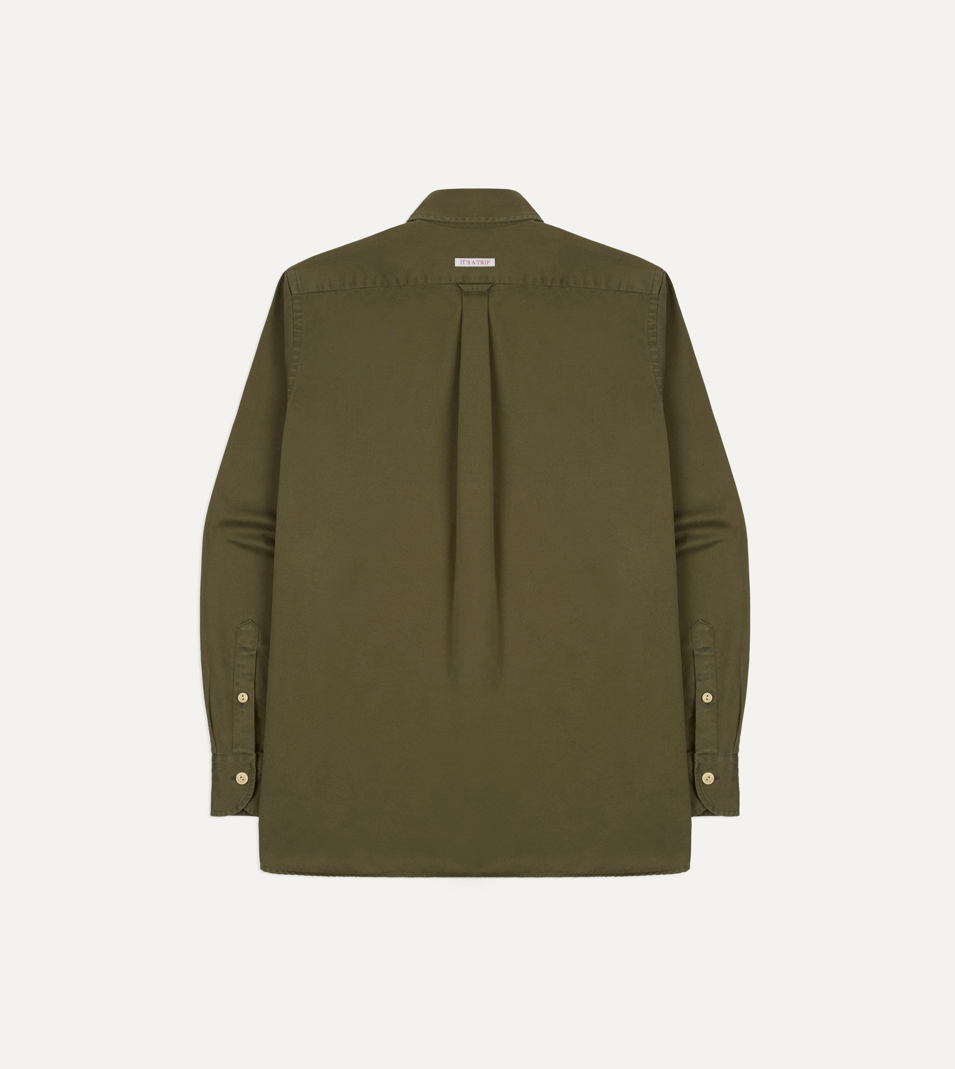 Drake's by A. Levine Olive Cotton Popover Shirt - Image 7