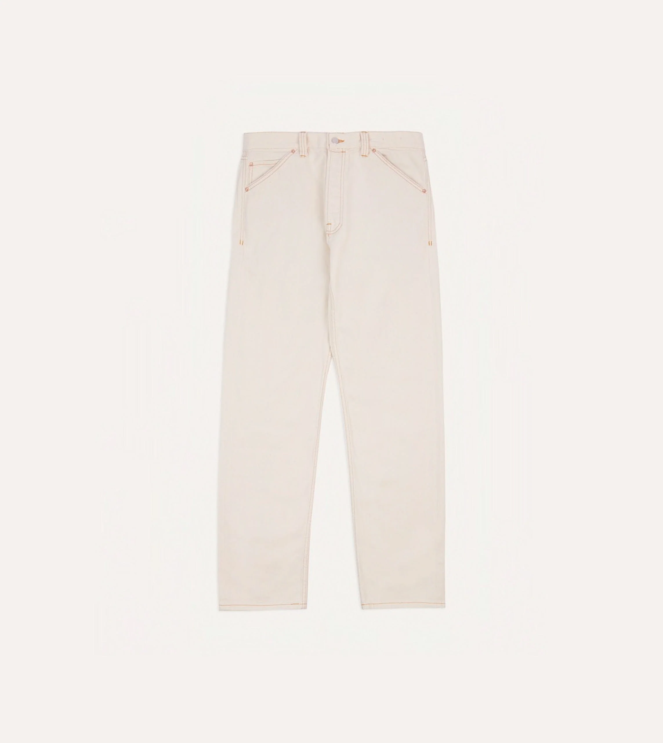 Ecru 12.7oz Selvedge Denim Contrast Stitch Five-Pocket Jeans - Image 4