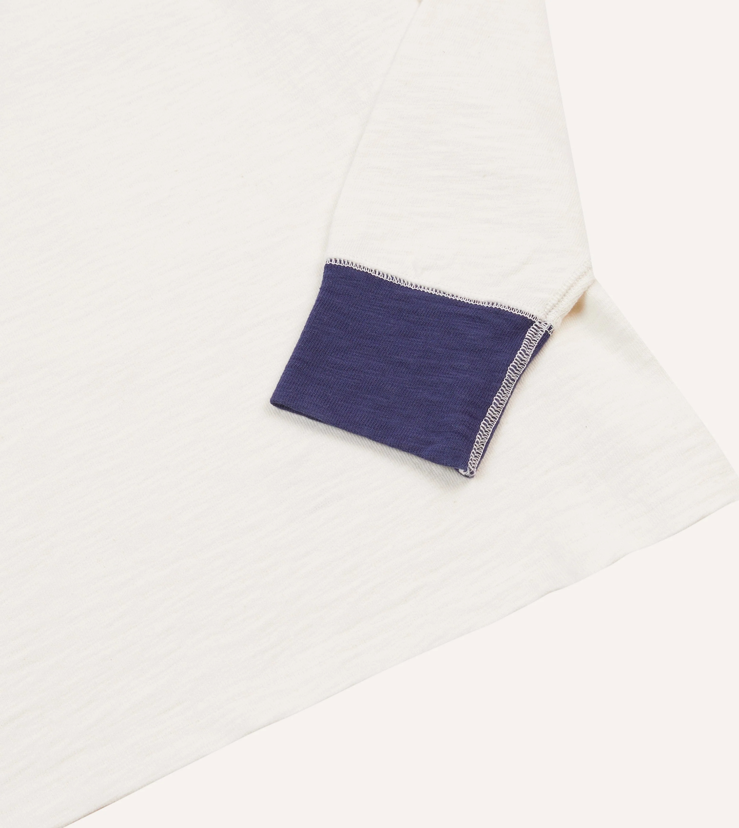 Ecru and Navy Chevron Flamé Cotton Rugby Shirt - Image 5