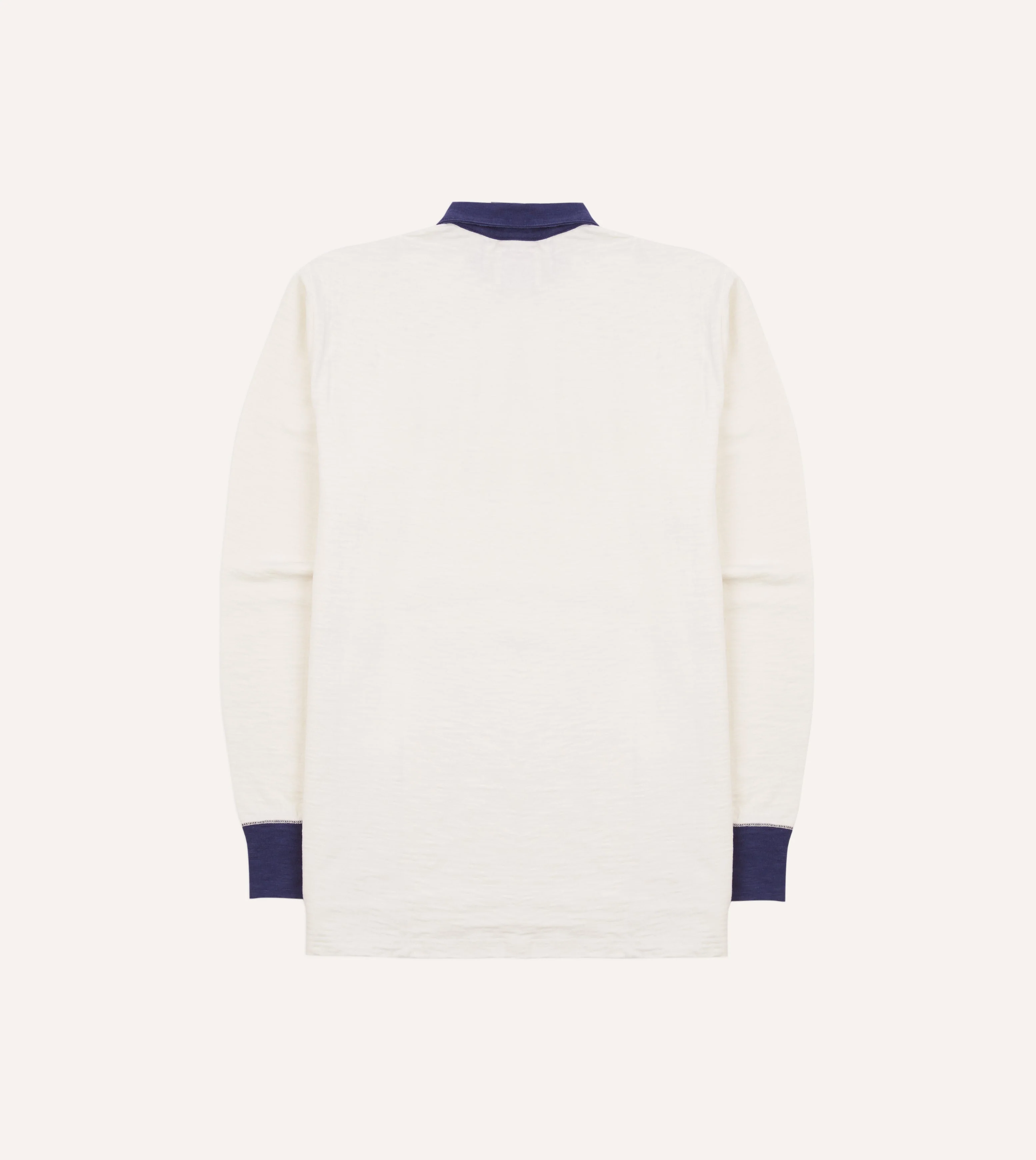 Ecru and Navy Chevron Flamé Cotton Rugby Shirt - Image 6