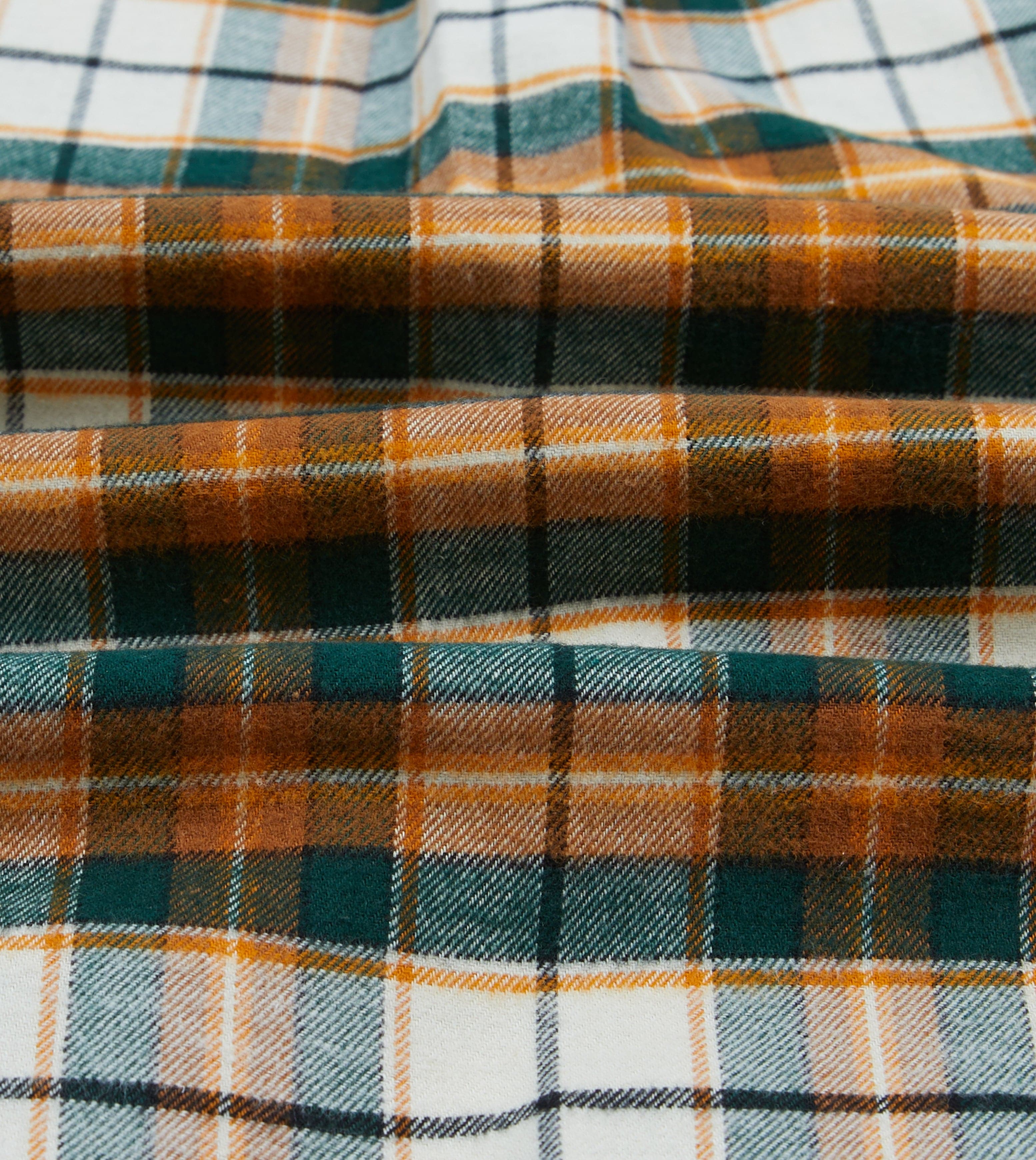 Ecru and Orange Check Cotton Two-Pocket Work Shirt - Image 2