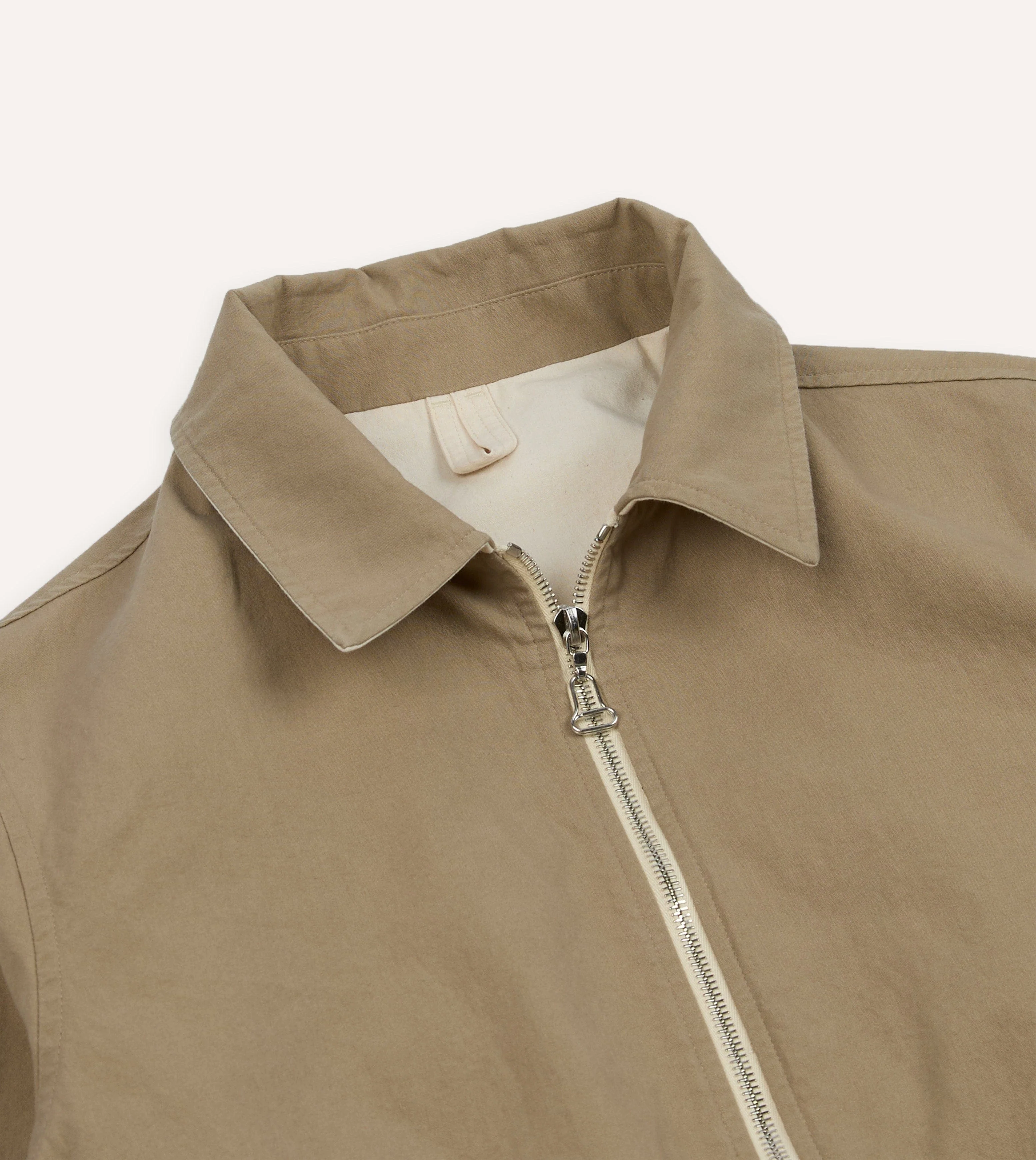 Ecru and Tan Reversible Cotton Blouson Jacket - Image 10