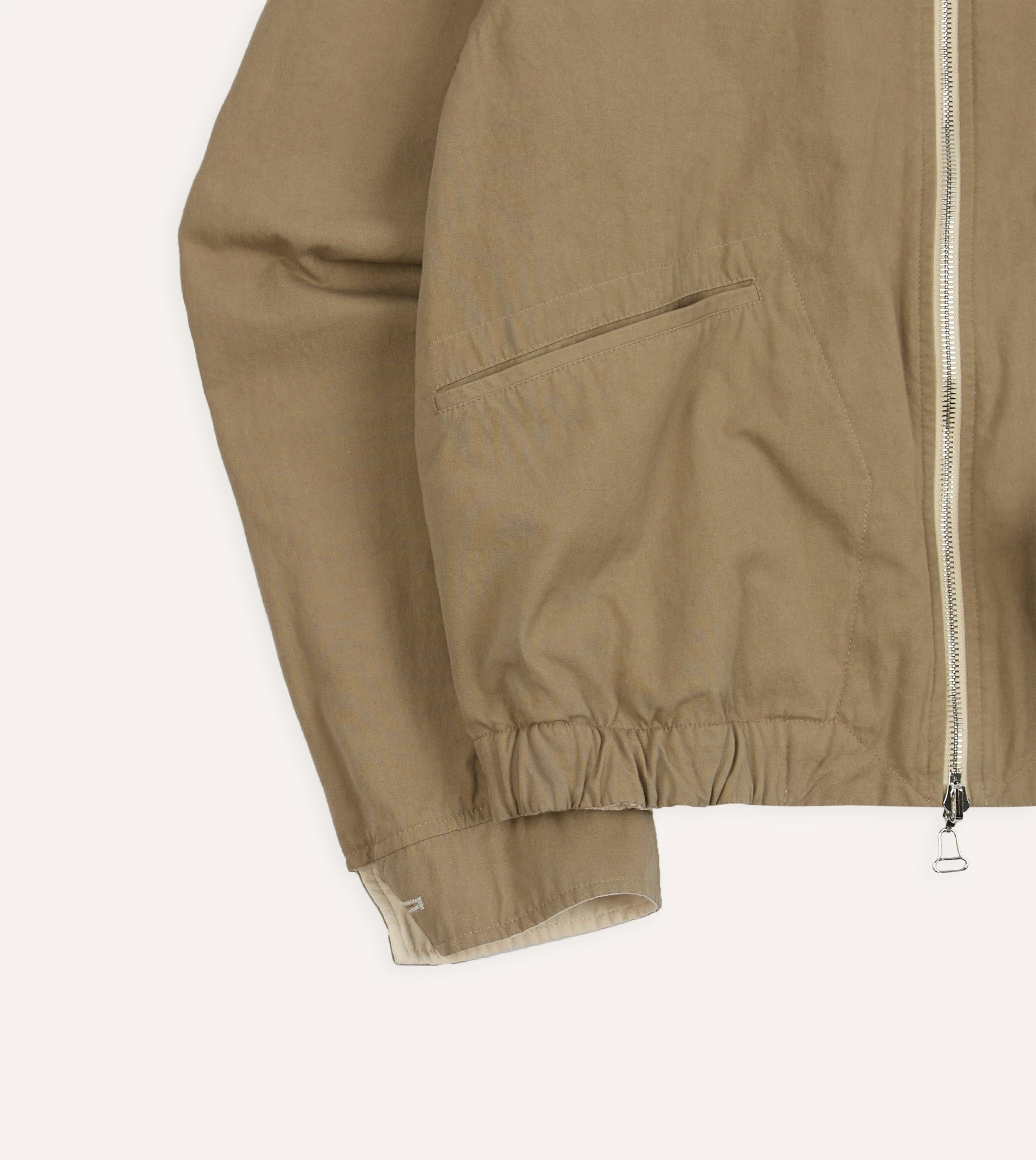 Ecru and Tan Reversible Cotton Blouson Jacket - Image 13