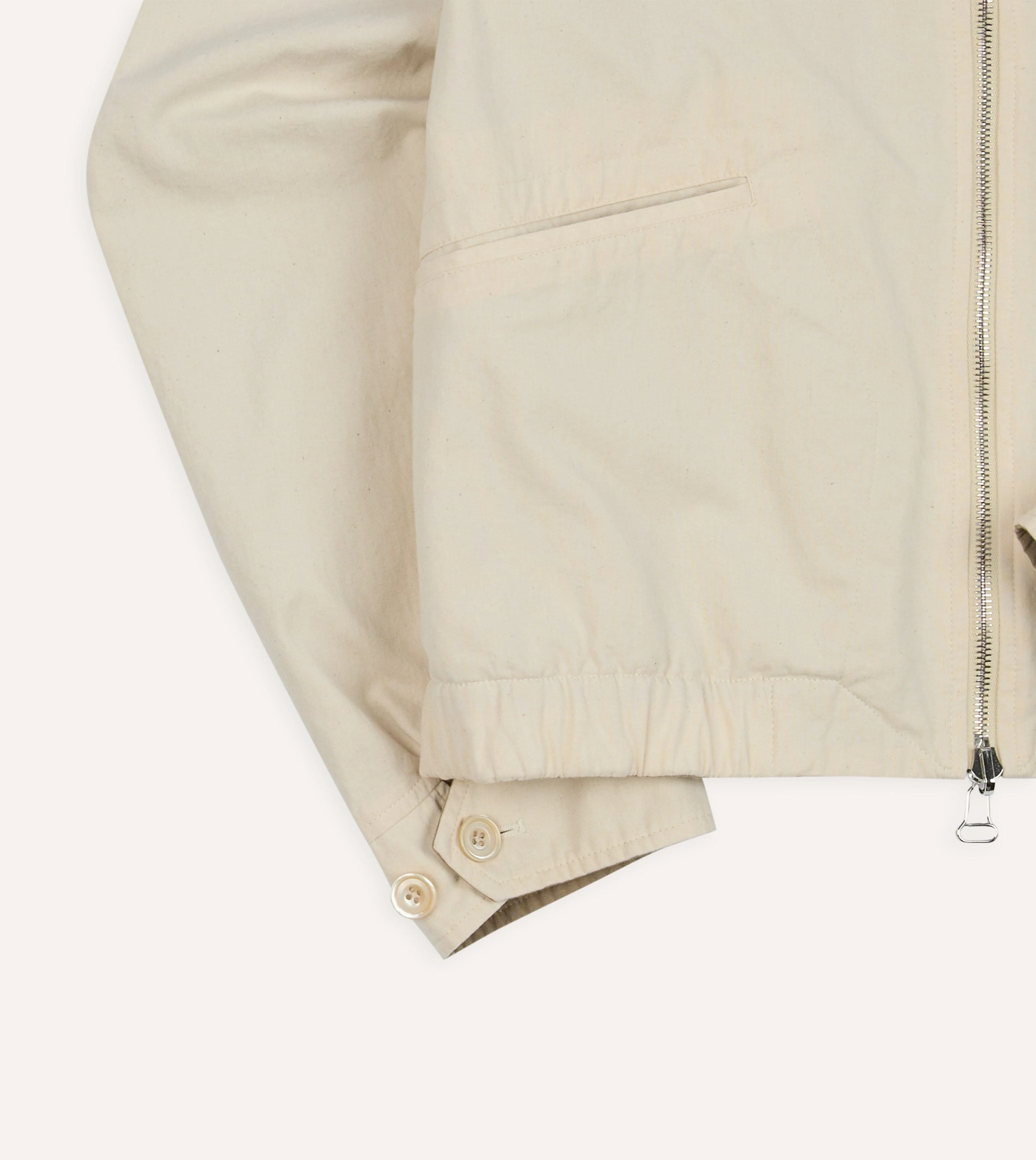 Ecru and Tan Reversible Cotton Blouson Jacket - Image 7