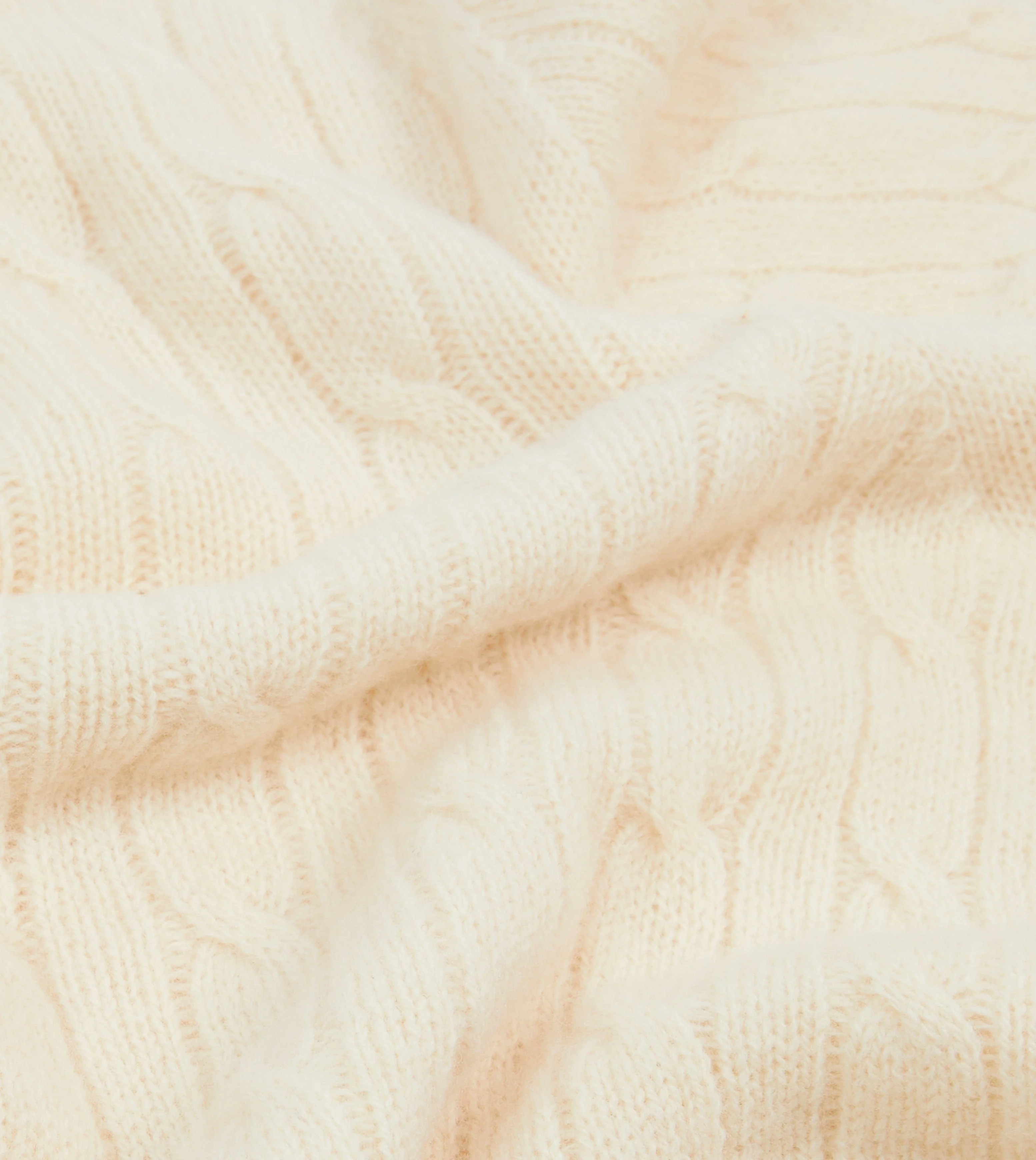 Ecru Brushed Shetland Cable Knit Crew Neck Jumper - Image 2
