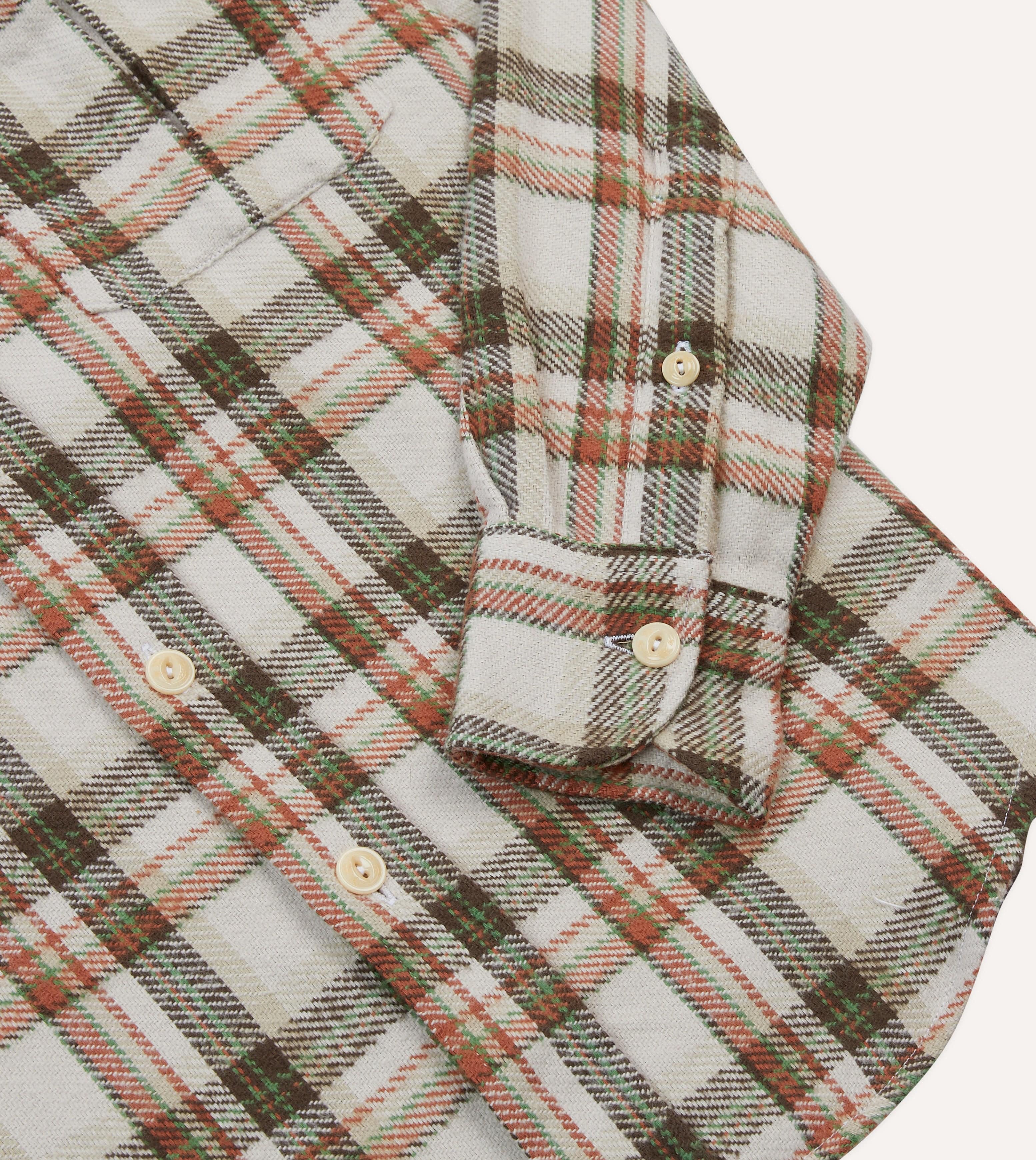 Ecru Check Cotton Two-Pocket Work Shirt - Image 5