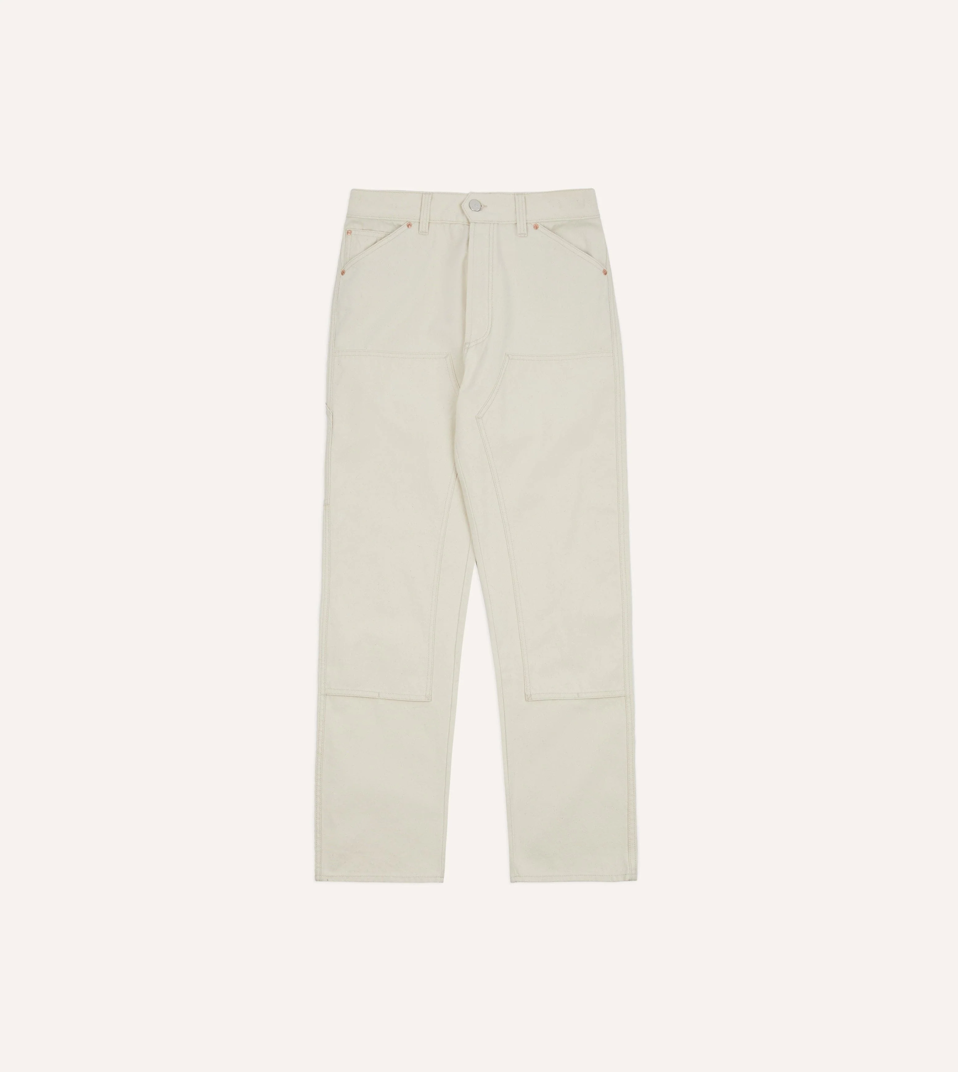 Ecru Cotton Canvas Carpenter Jeans - Image 3