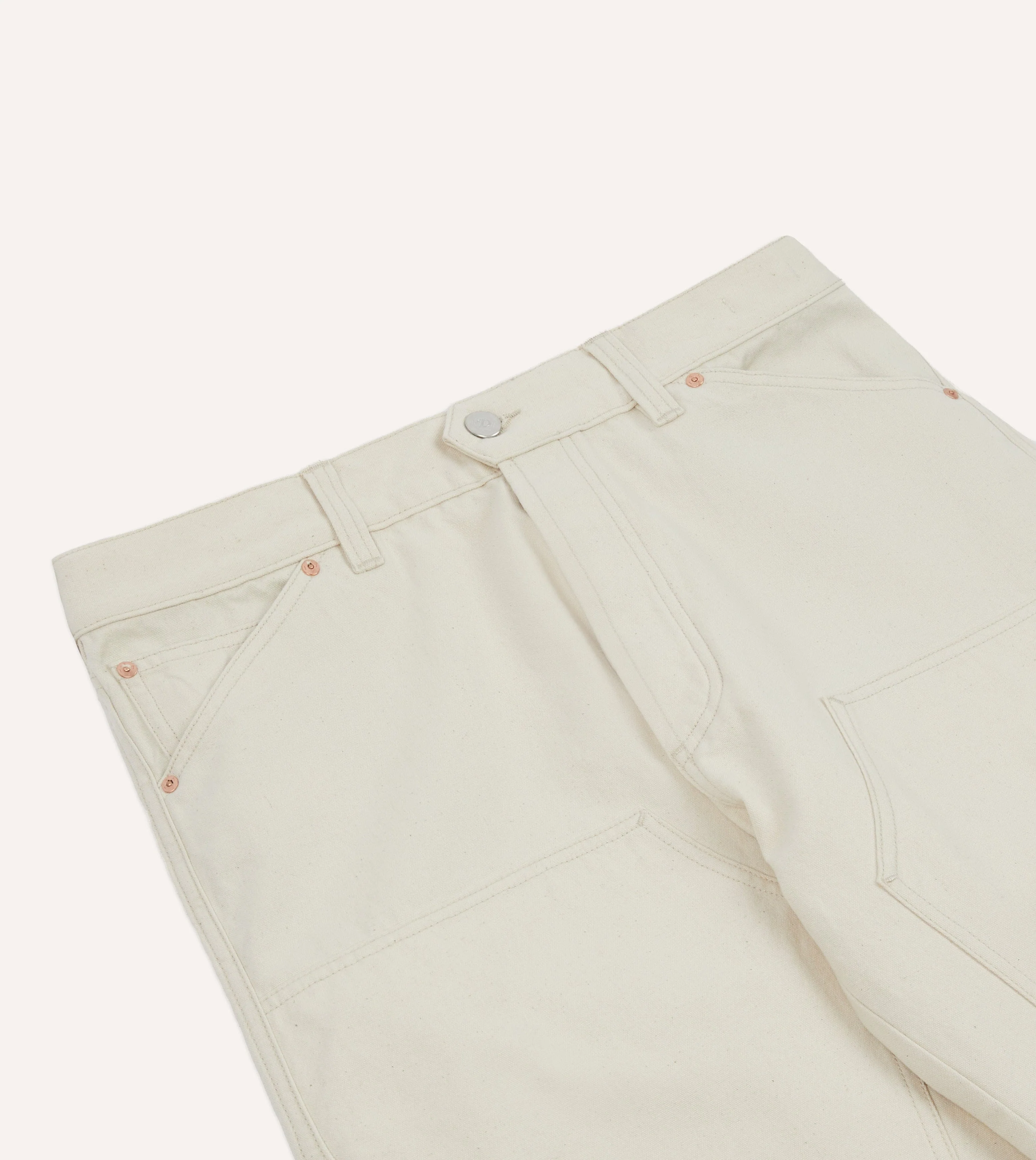 Ecru Cotton Canvas Carpenter Jeans - Image 4