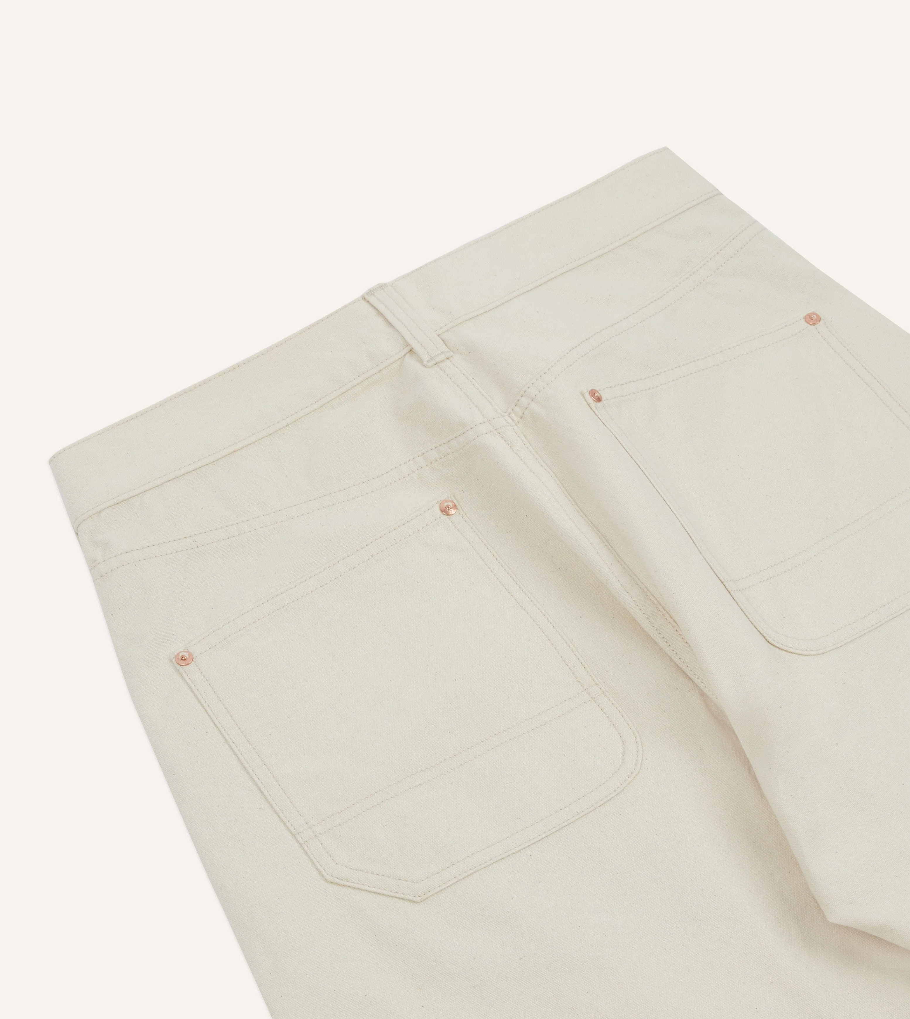 Ecru Cotton Canvas Carpenter Jeans - Image 5