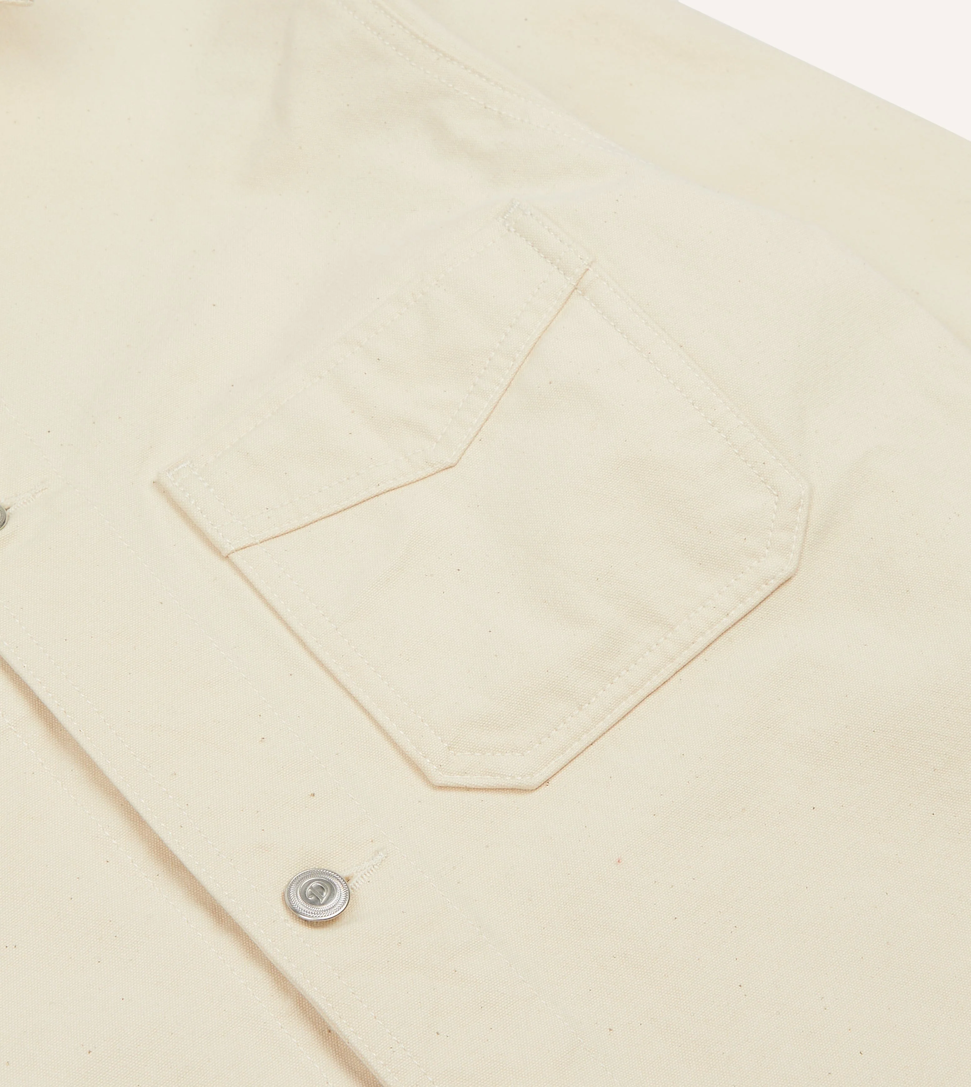 Ecru Cotton Duck Canvas Five-Pocket Chore Jacket - Image 4