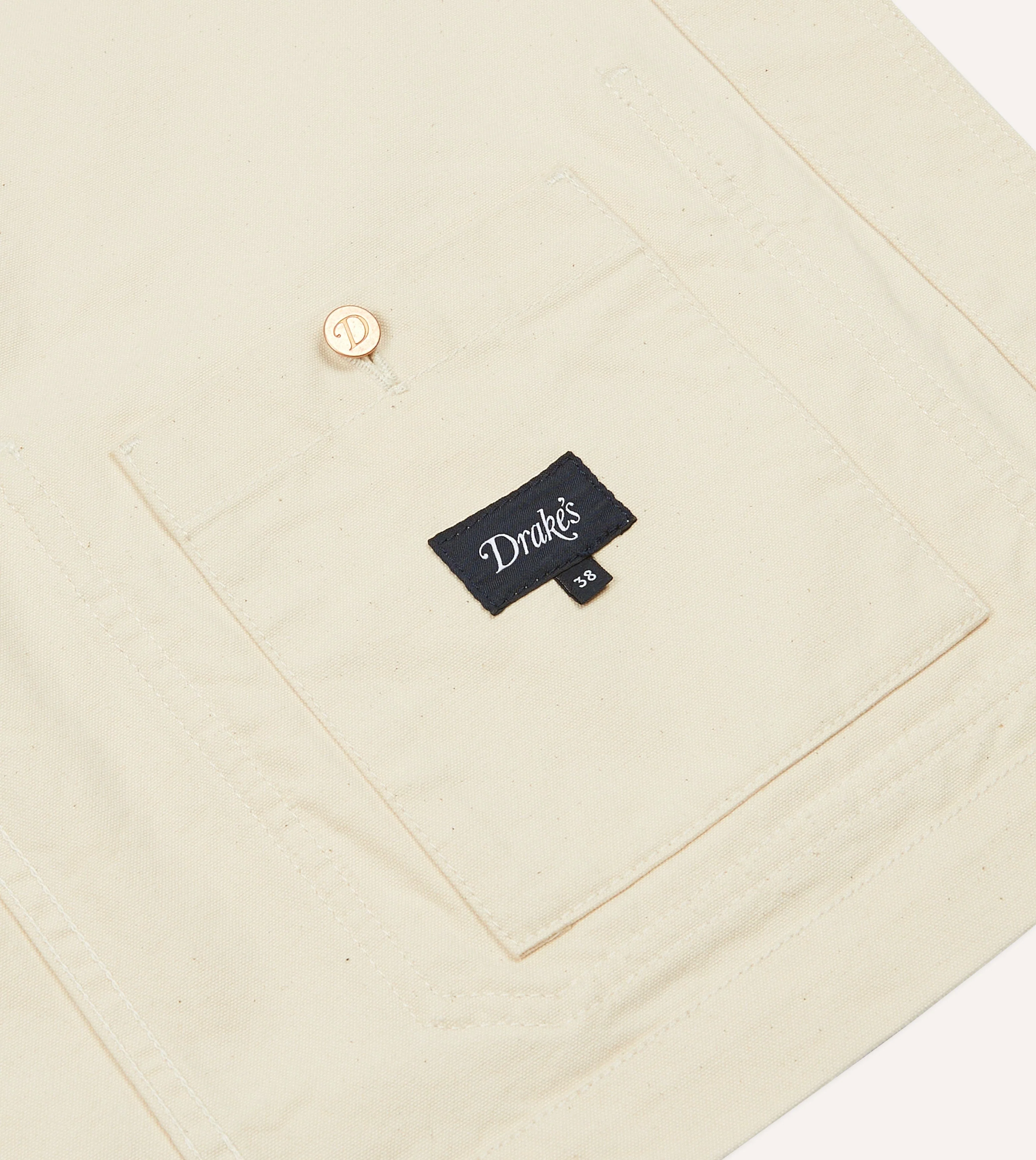 Ecru Cotton Duck Canvas Five-Pocket Chore Jacket - Image 7