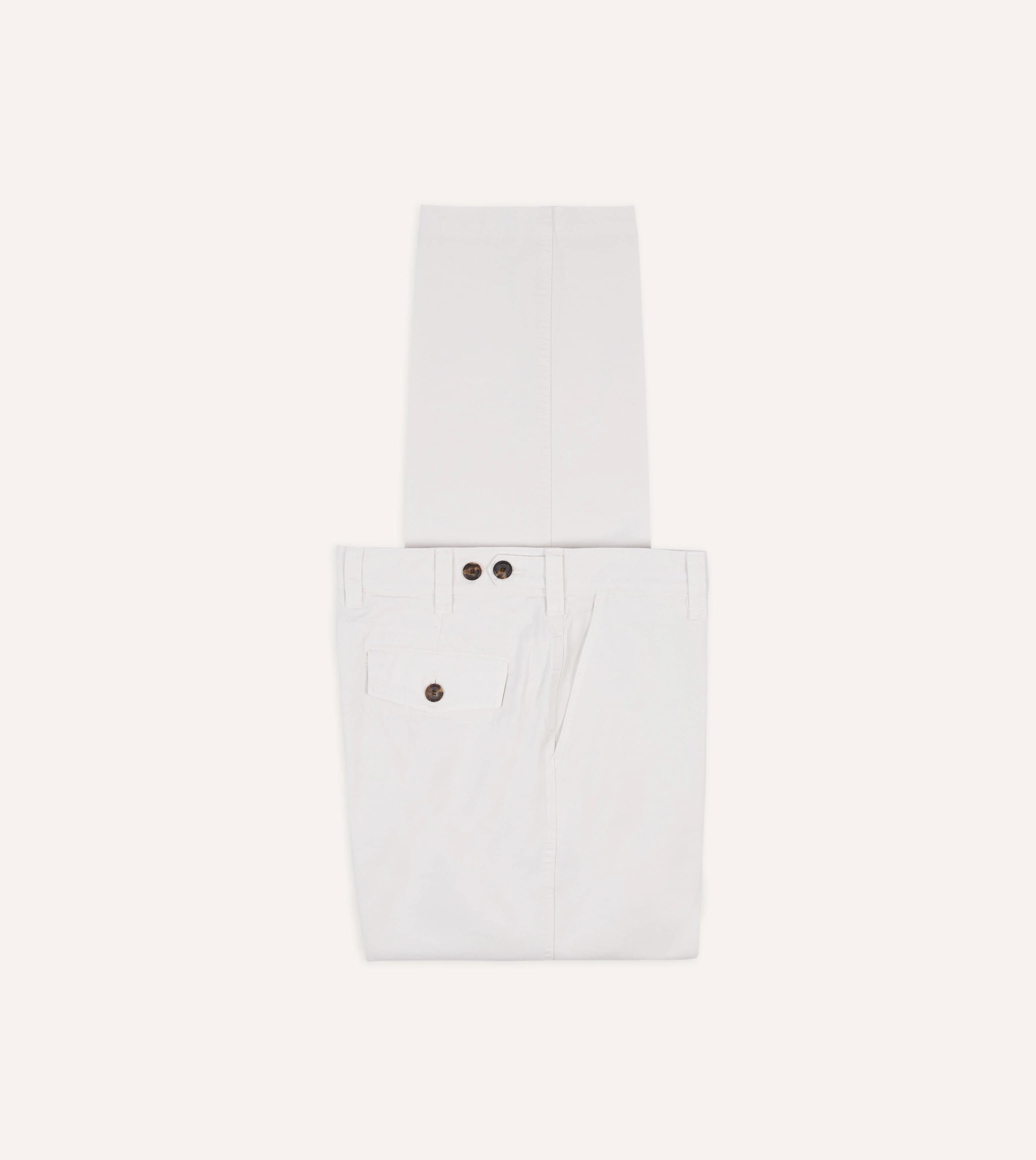 Ecru Cotton Flat Front Chino