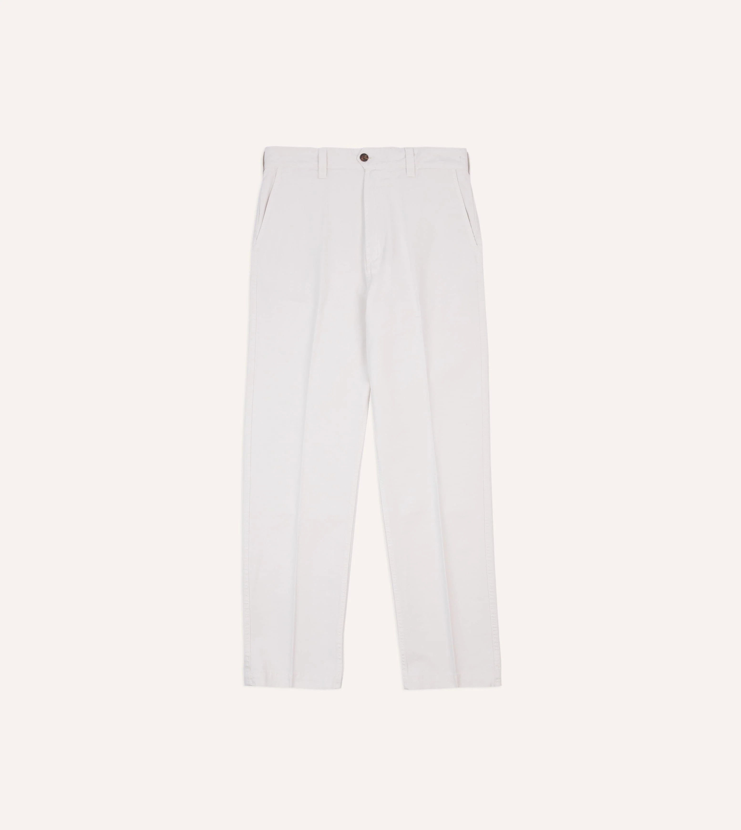 Ecru Cotton Flat Front Chino - Image 3