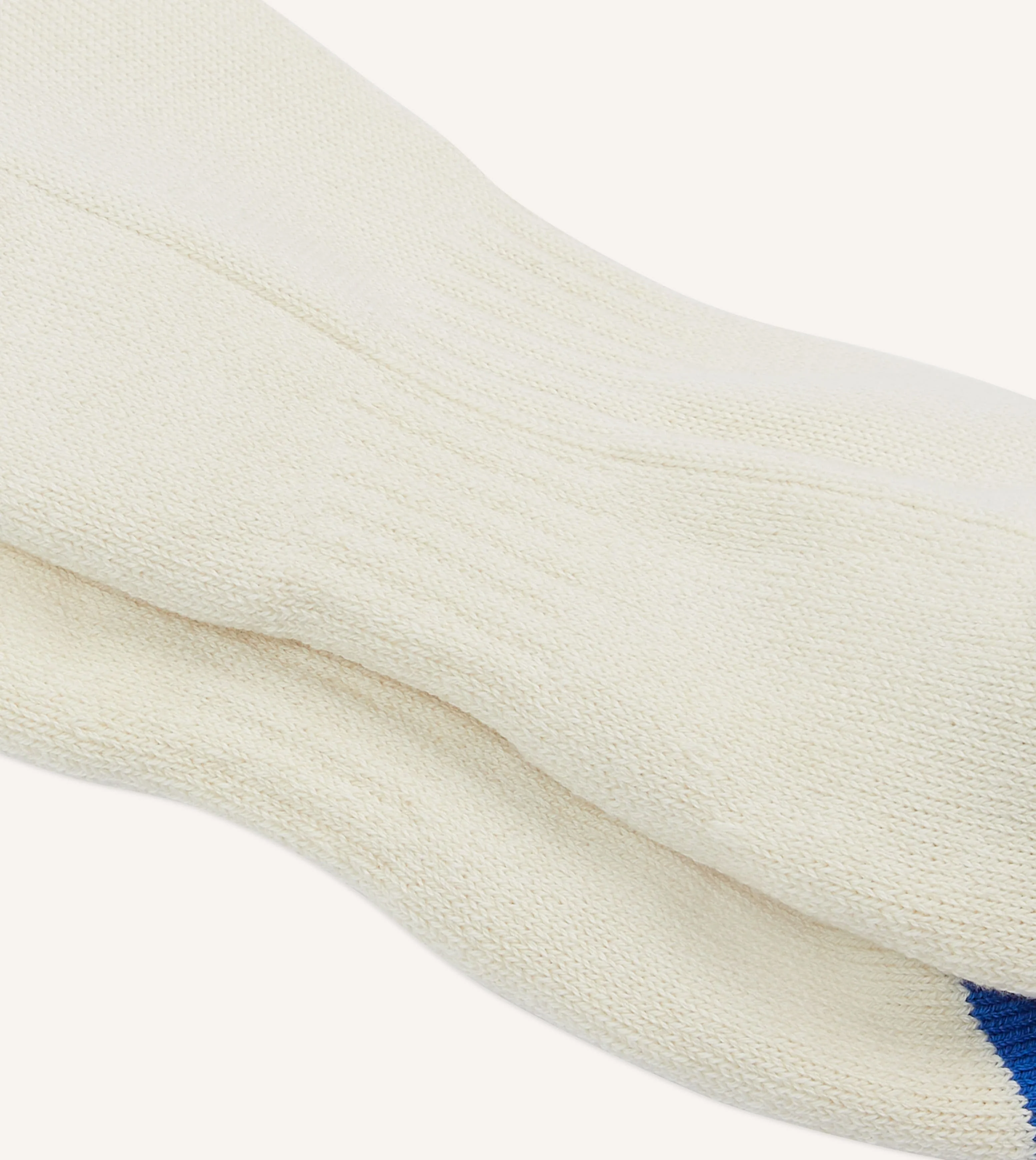 Ecru, Green and Orange 3 Stripe Cotton Sports Sock - Image 2