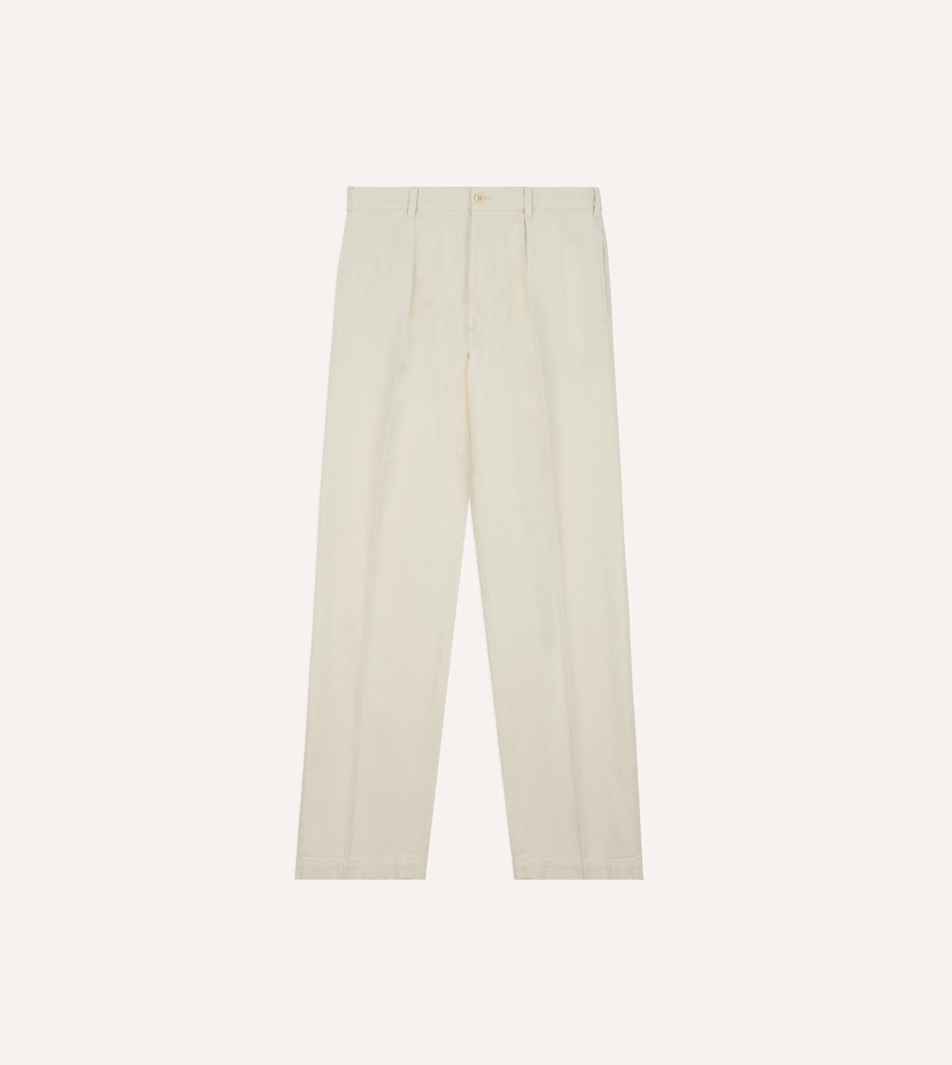 Ecru Herringbone Twill Cotton Games Trouser - Image 3