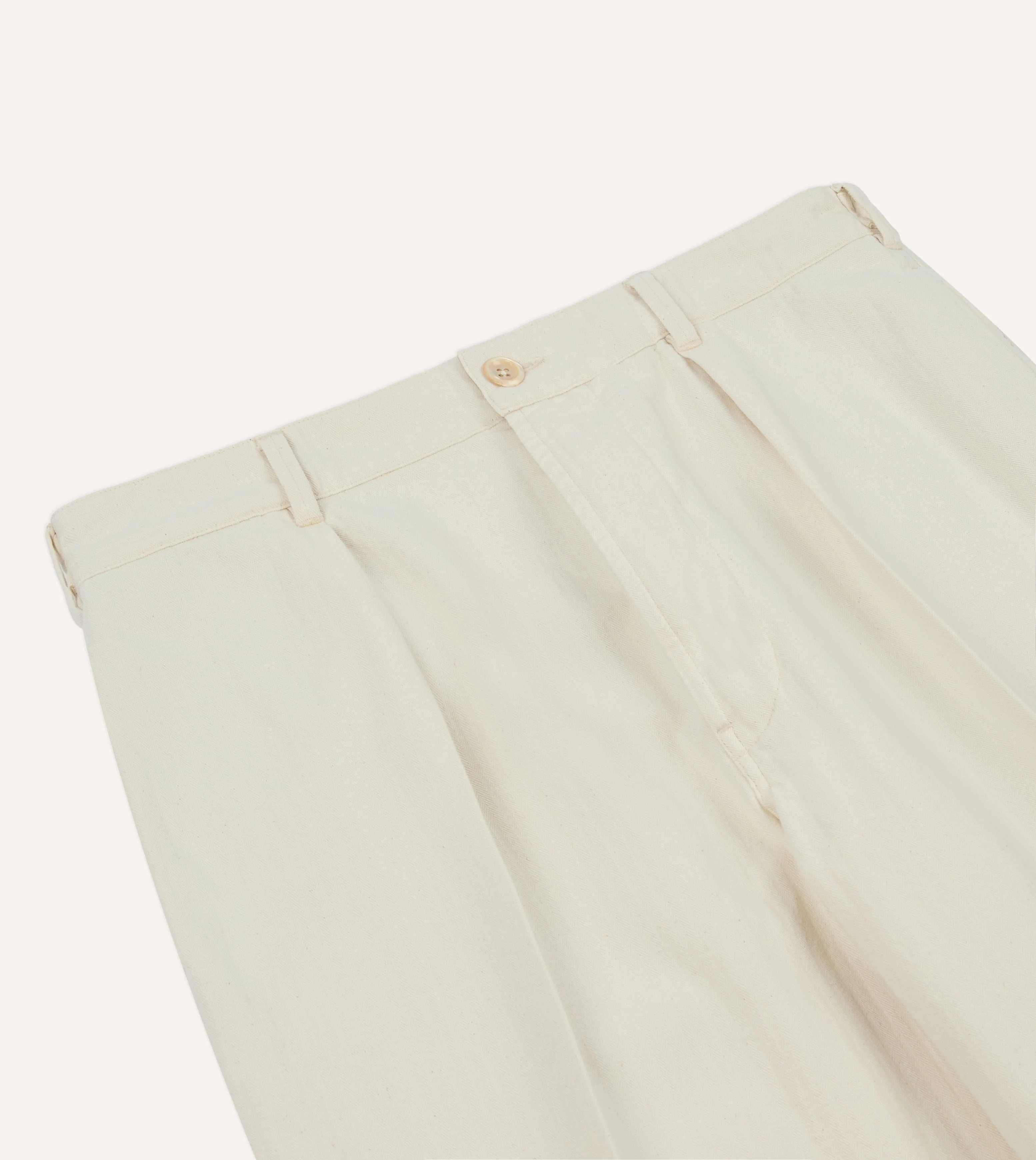 Ecru Herringbone Twill Cotton Games Trouser - Image 4
