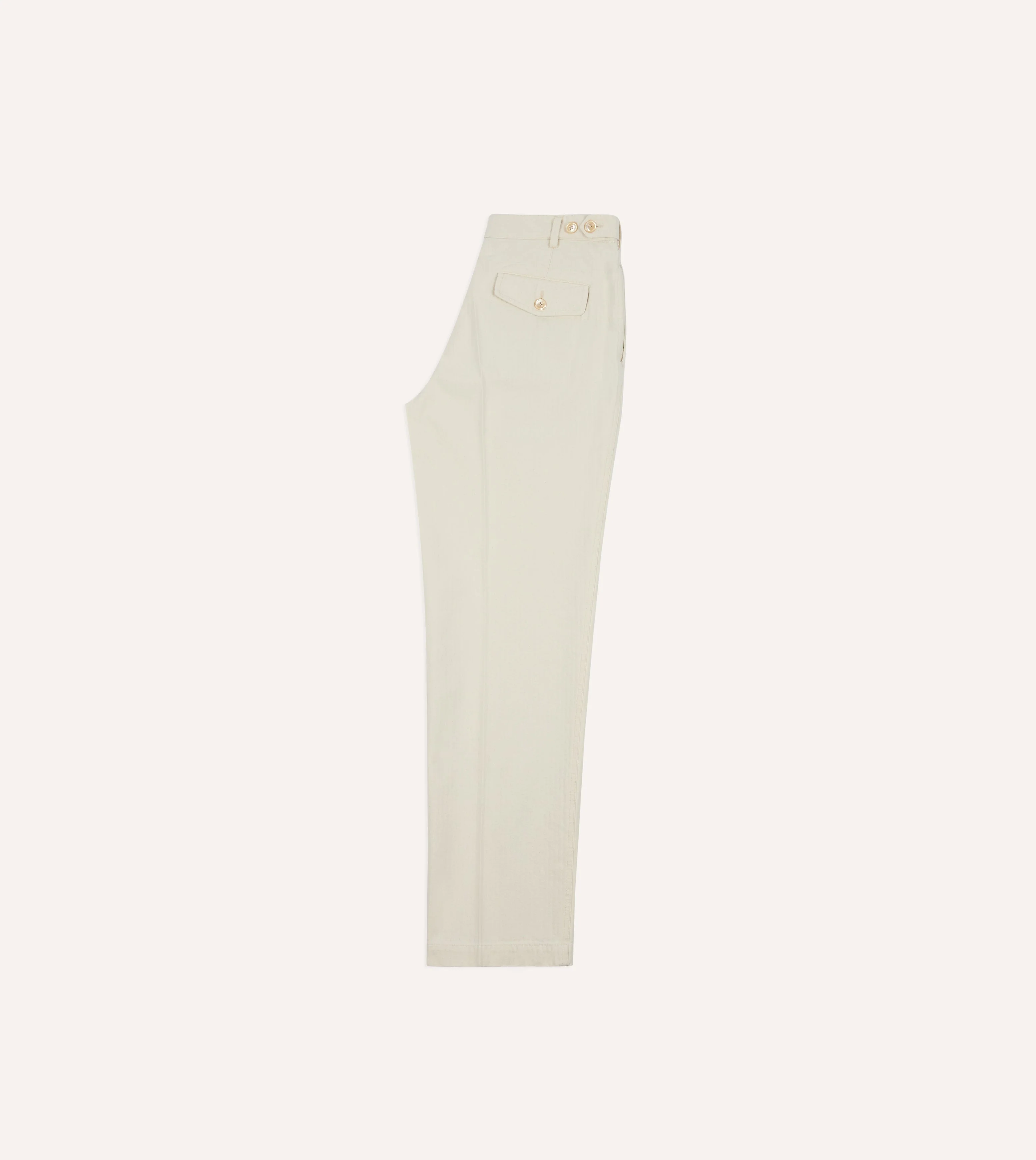 Ecru Herringbone Twill Cotton Games Trouser - Image 6