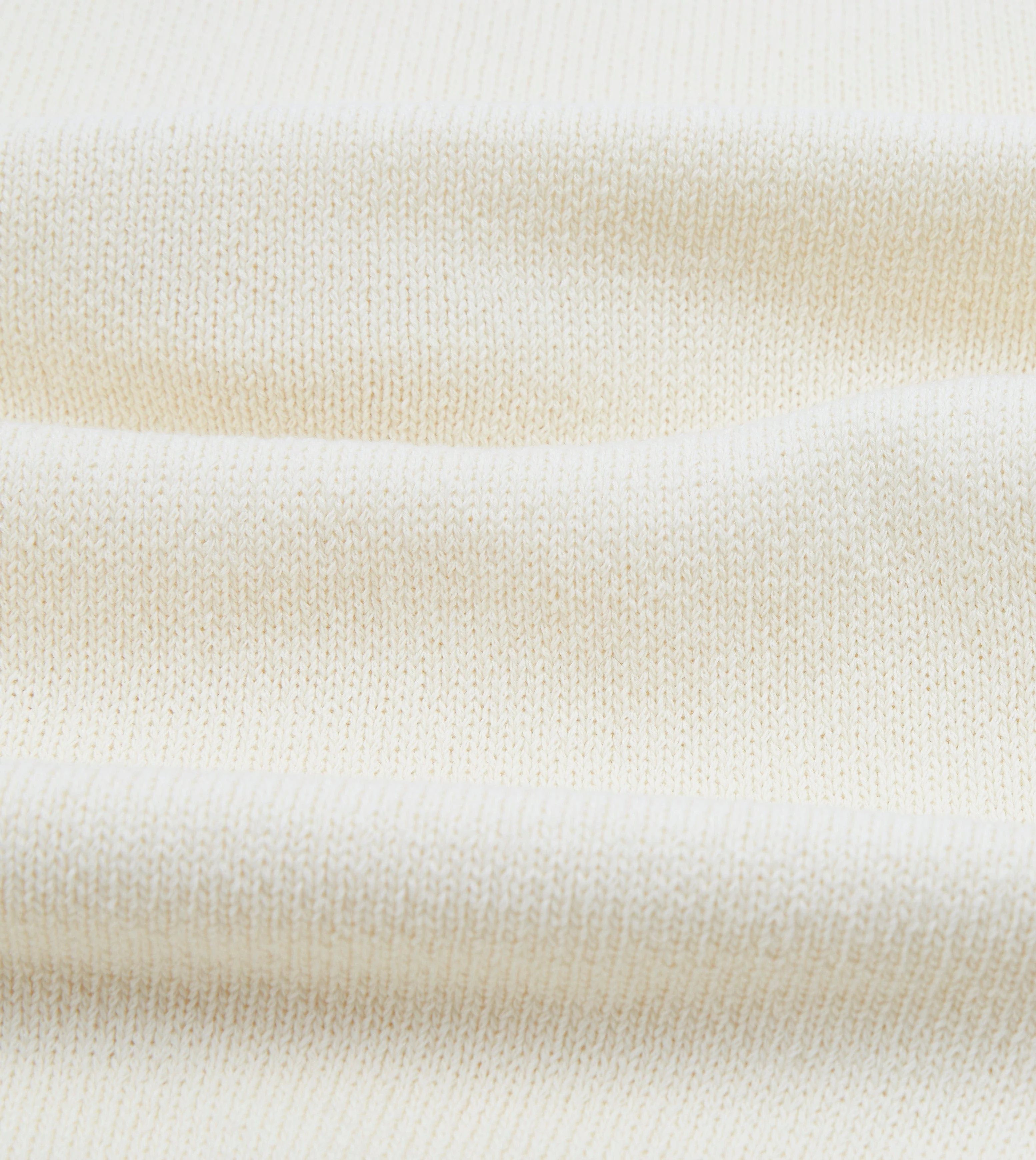 Ecru Knitted Crepe Cotton Short-Sleeve Polo Shirt - Image 2