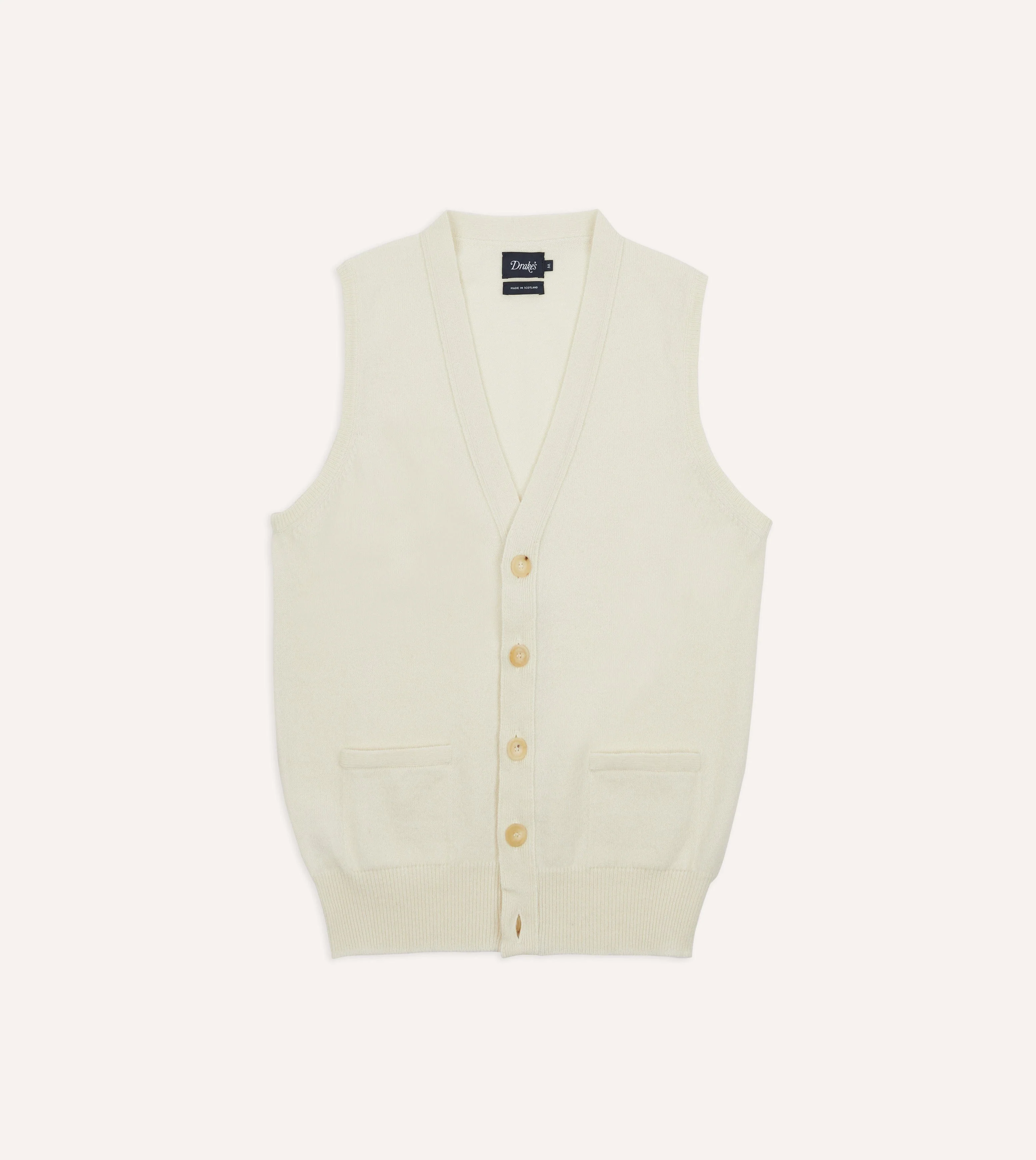Ecru Lambswool Sleeveless Cardigan