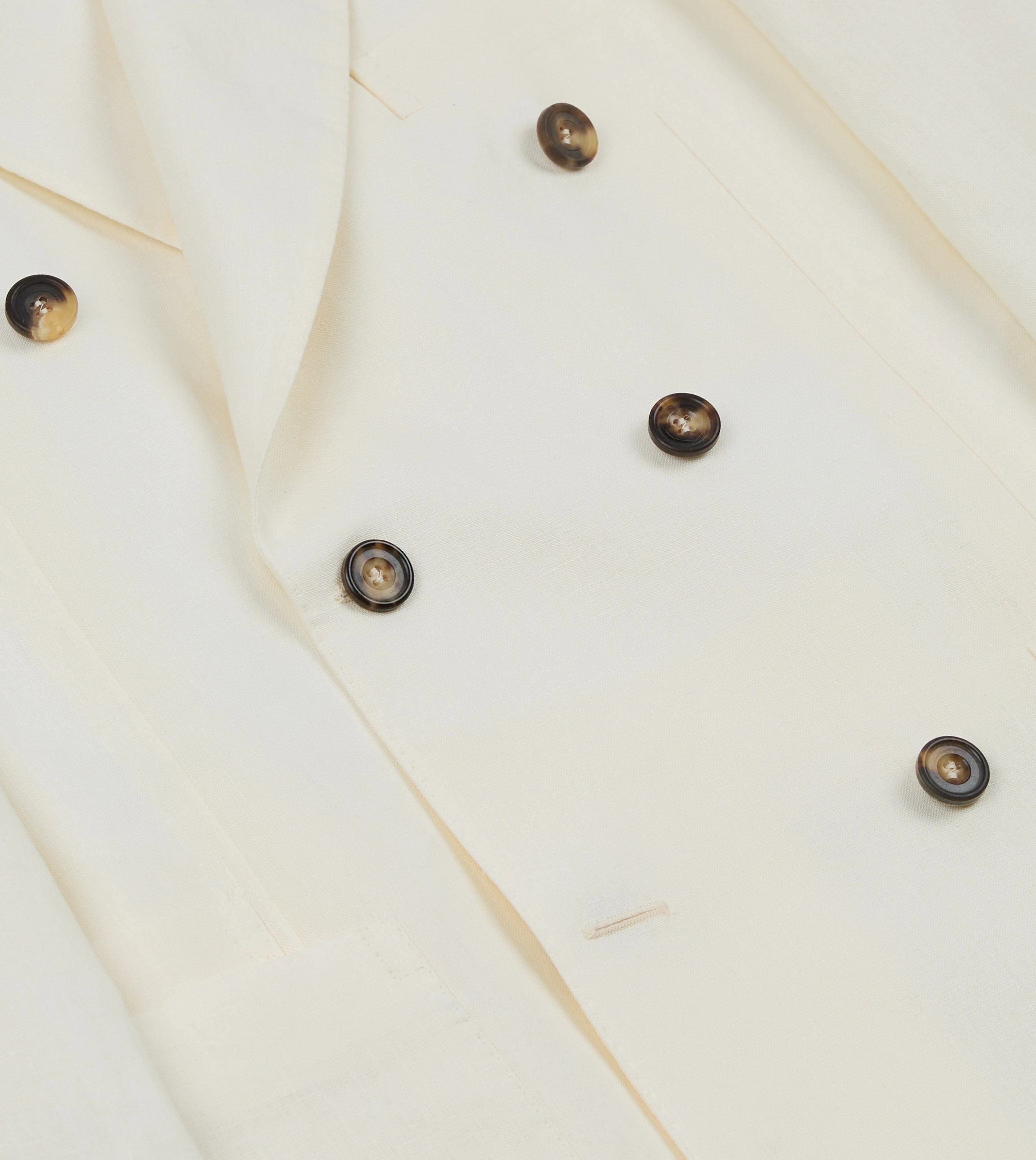 Ecru Linen Double-Breasted Tailored Jacket - Image 5