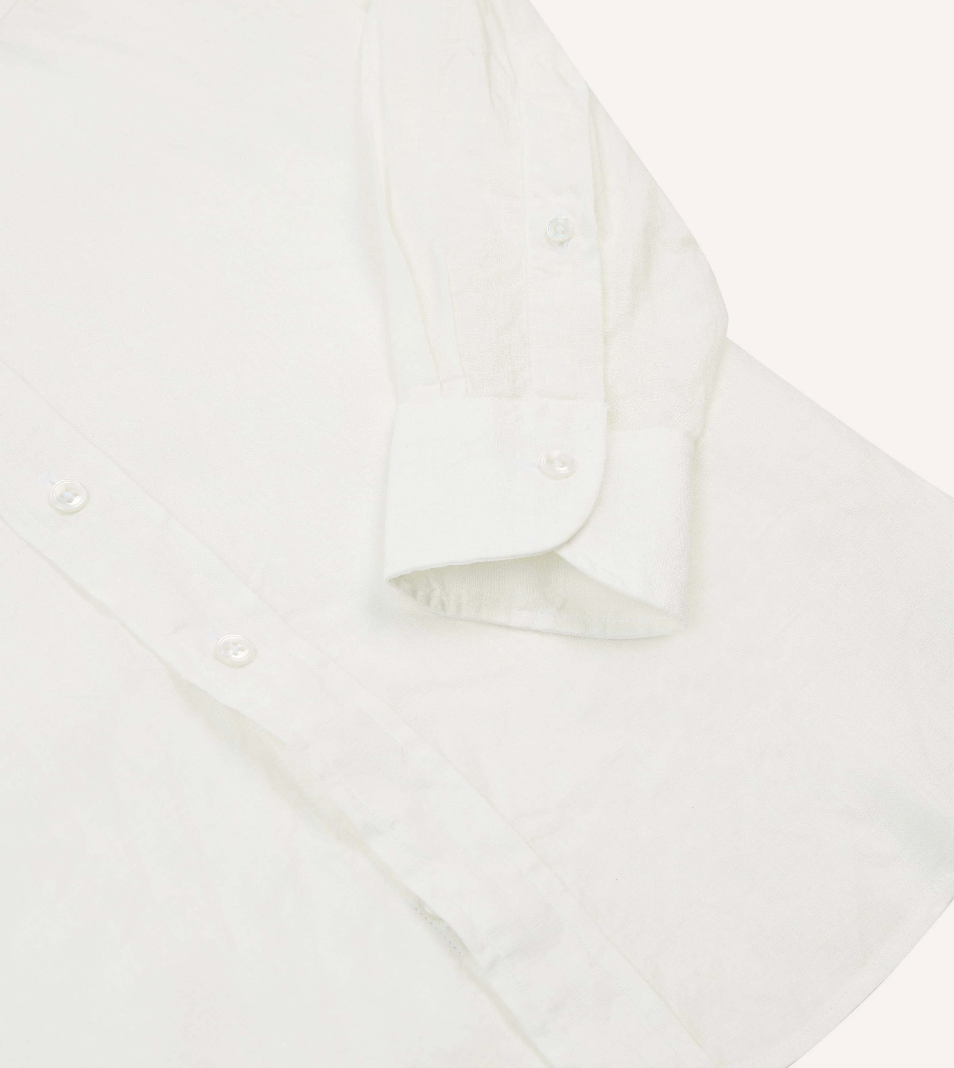 Ecru Linen Long Point Collar Shirt - Image 5