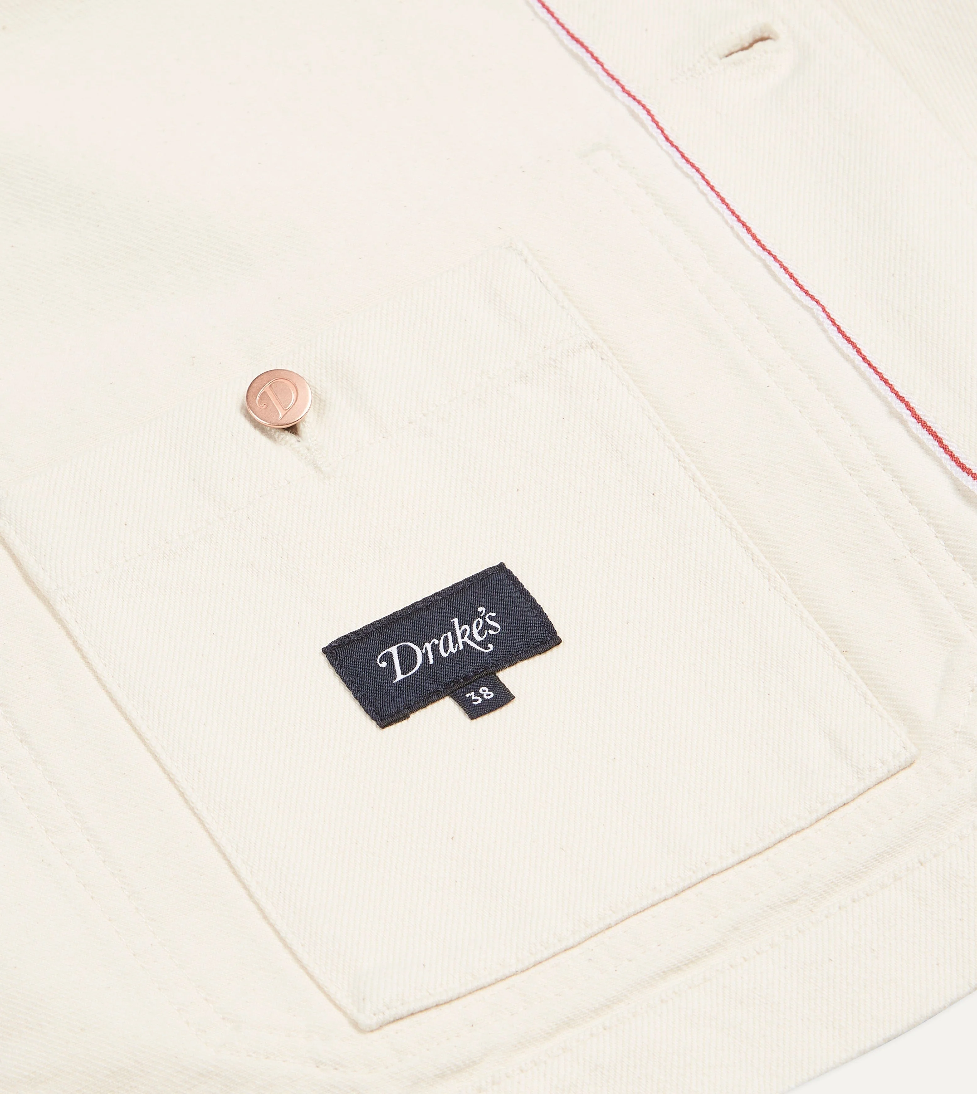 Ecru Selvedge Denim Five-Pocket Chore Jacket - Image 8