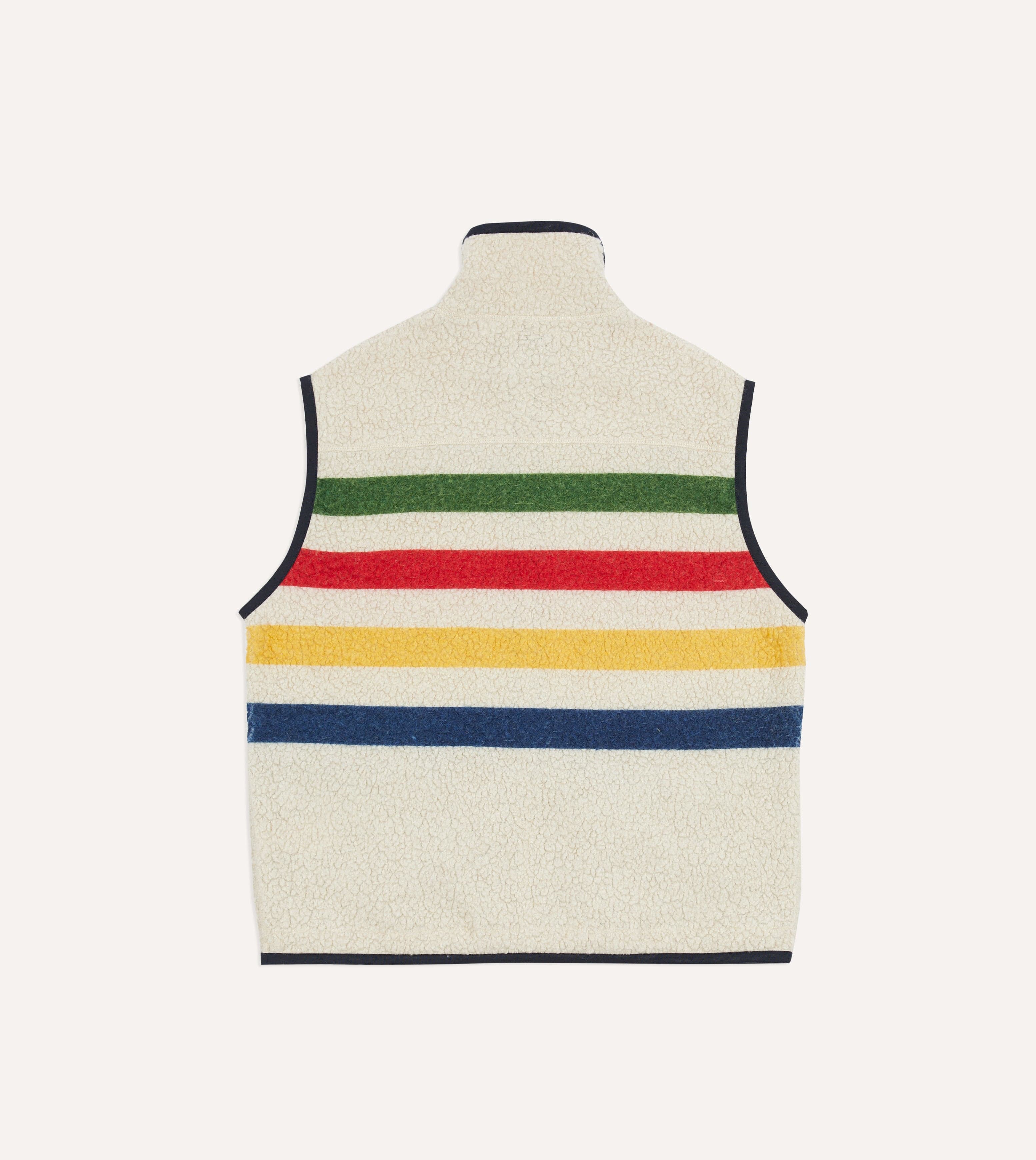Ecru Stripe Boucle Wool Zip Fleece Vest - Image 5