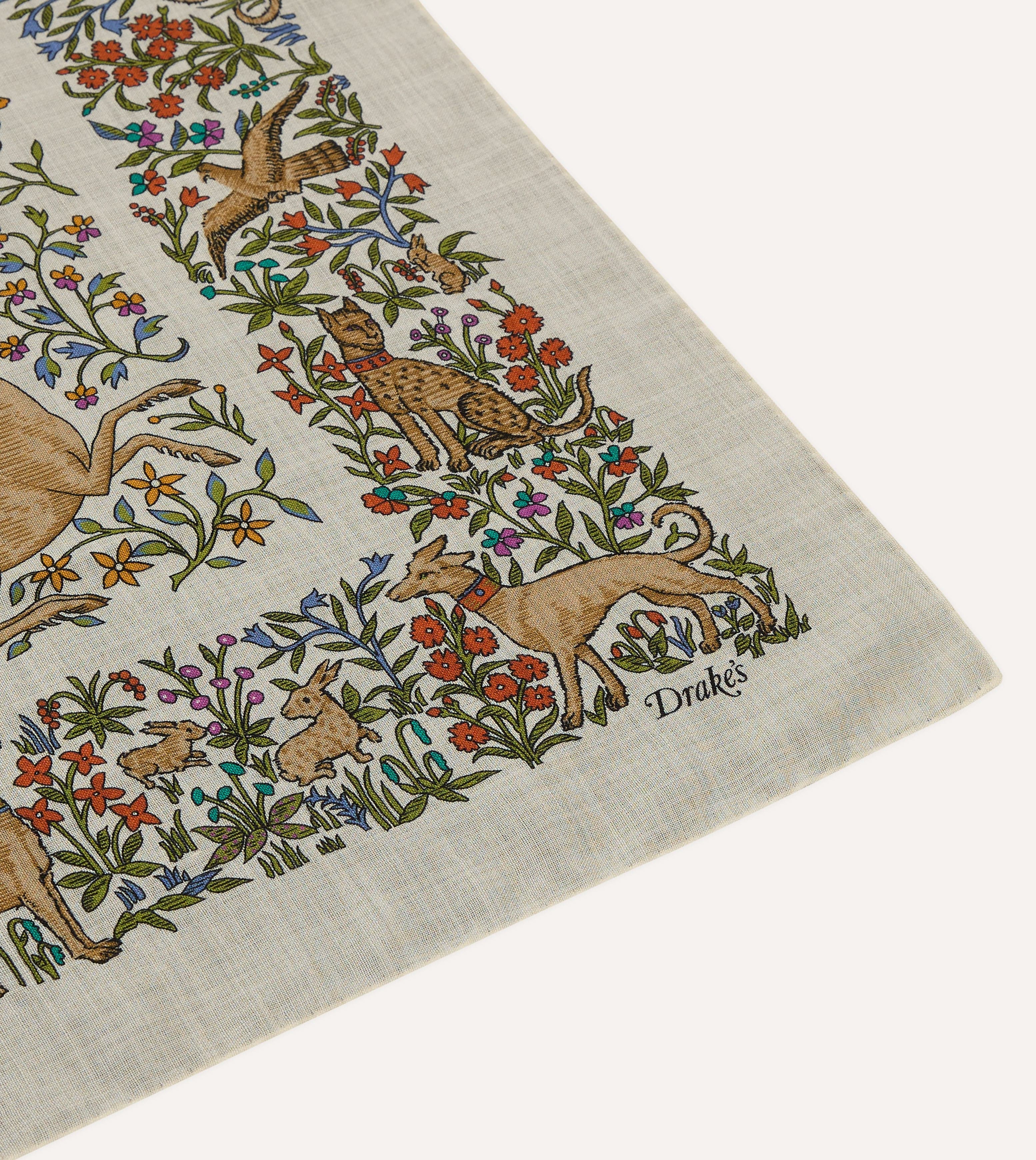 Ecru Unicorn Print Wool-Silk Bandana - Image 5