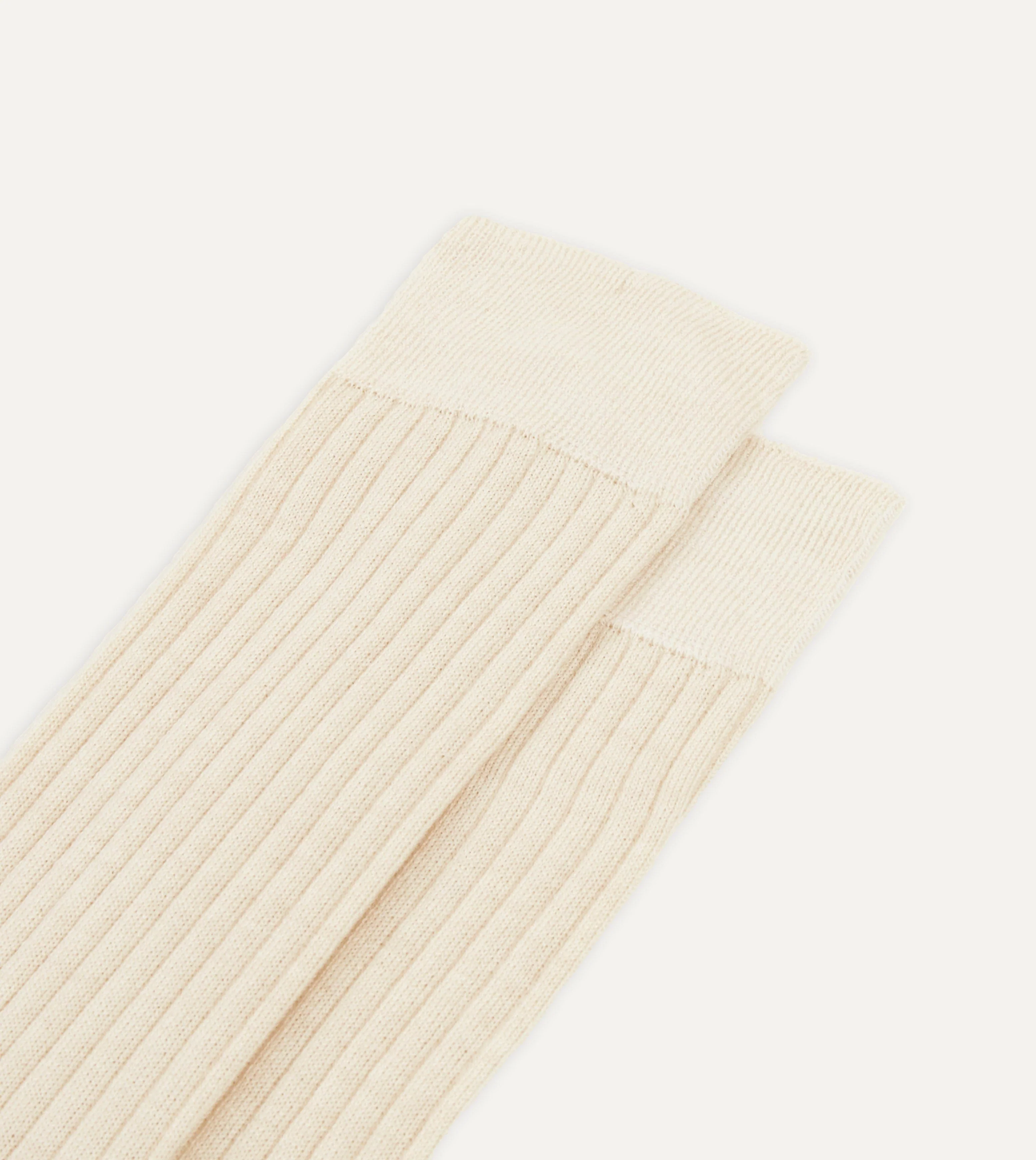 Ecru Wool Over-the-Calf Socks - Image 3