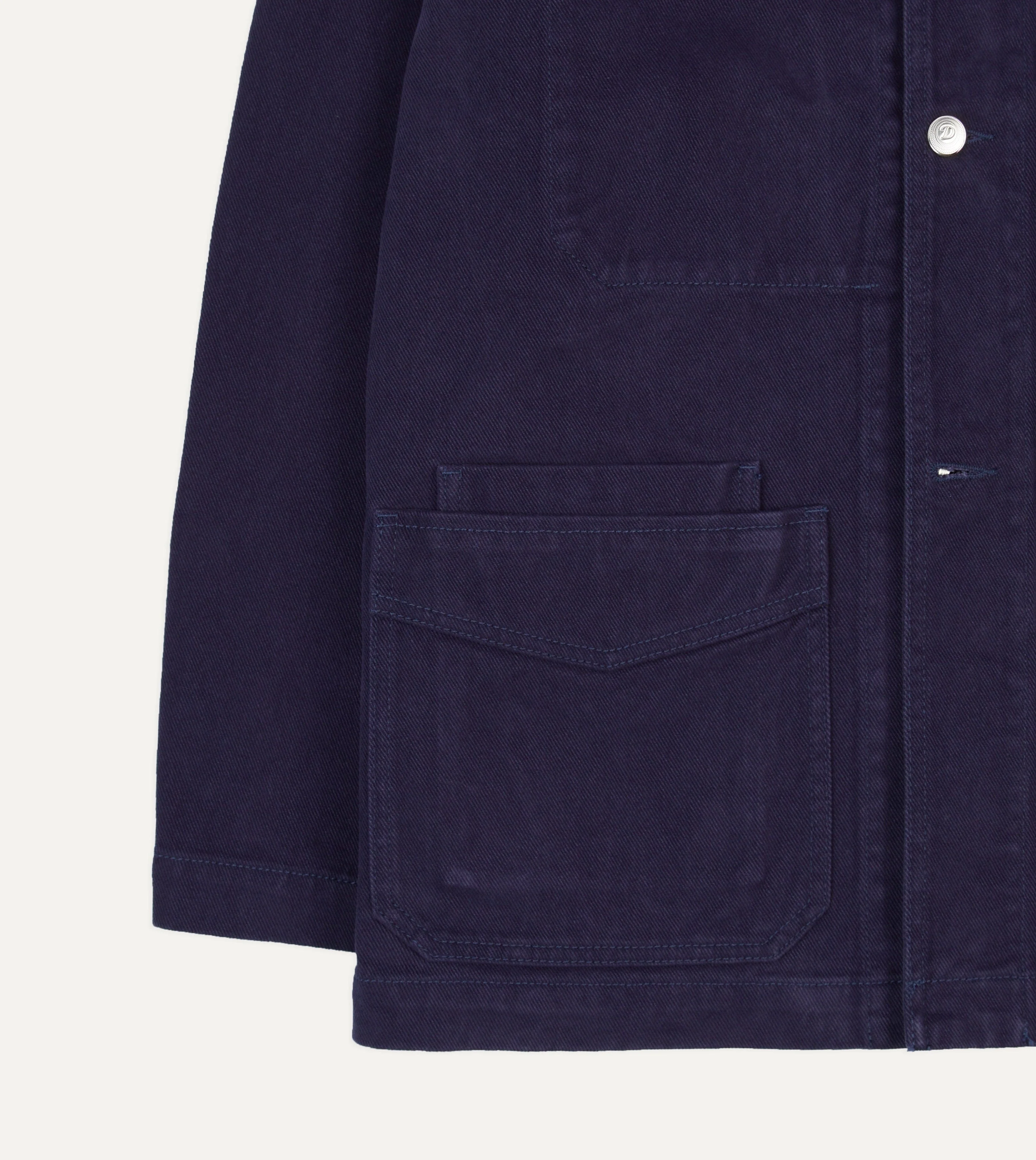 French Blue Heavy Twill Cotton Five-Pocket Chore Jacket - Image 6