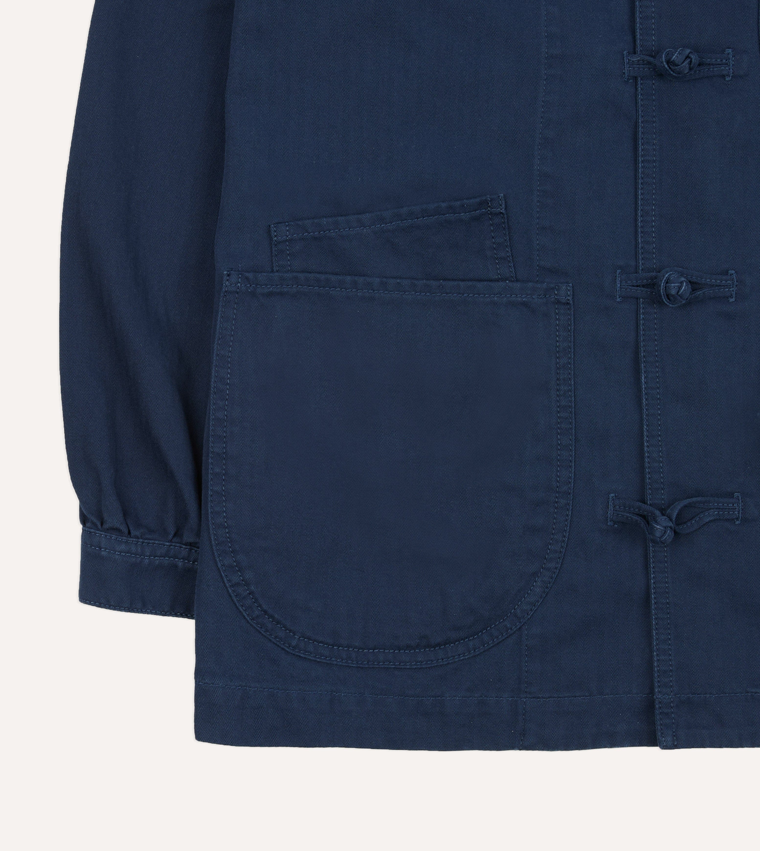 French Blue Herringbone Cotton Artist Chore Jacket - Image 10