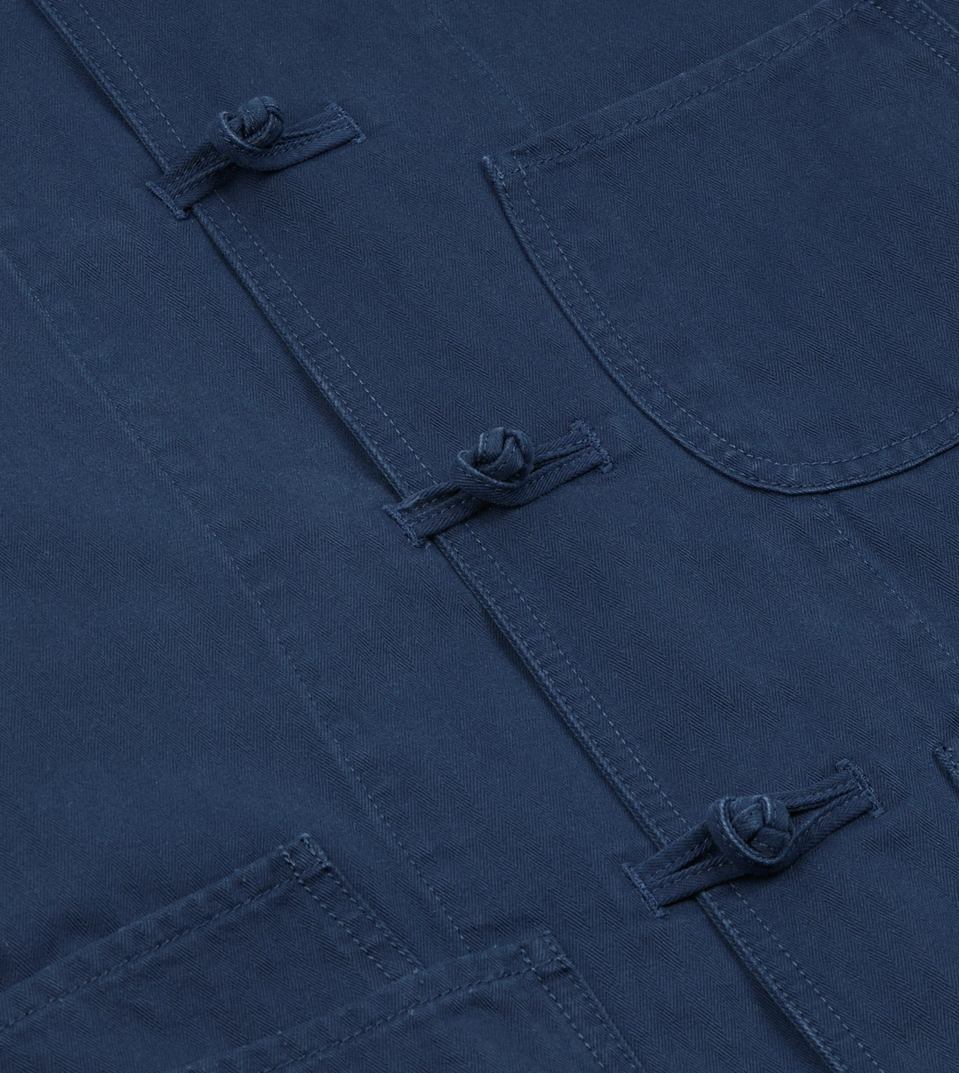 French Blue Herringbone Cotton Artist Chore Jacket - Image 9