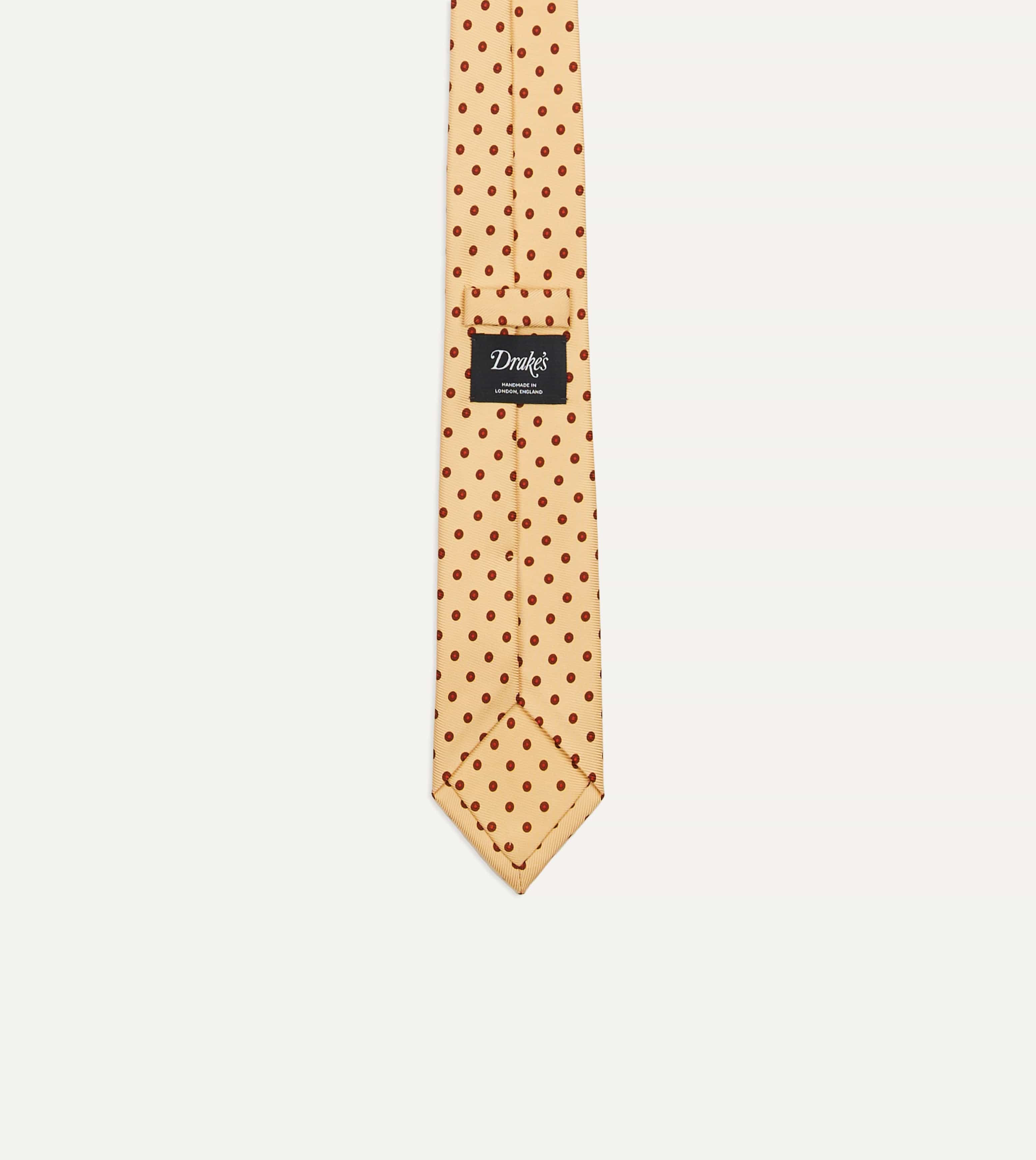 Gold Circular Dot Silk Self Tipped Tie - Image 3