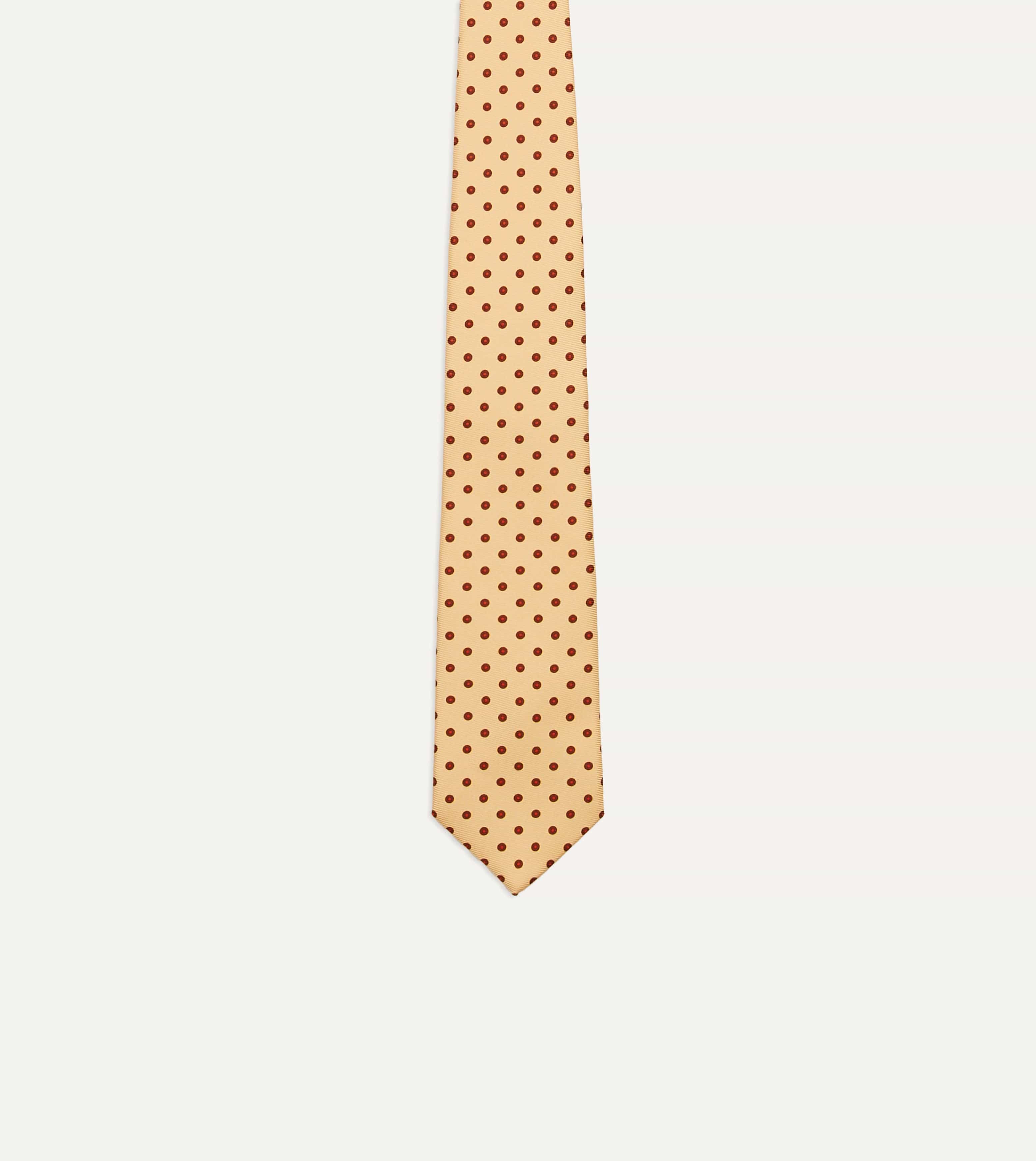 Gold Circular Dot Silk Self Tipped Tie - Image 4