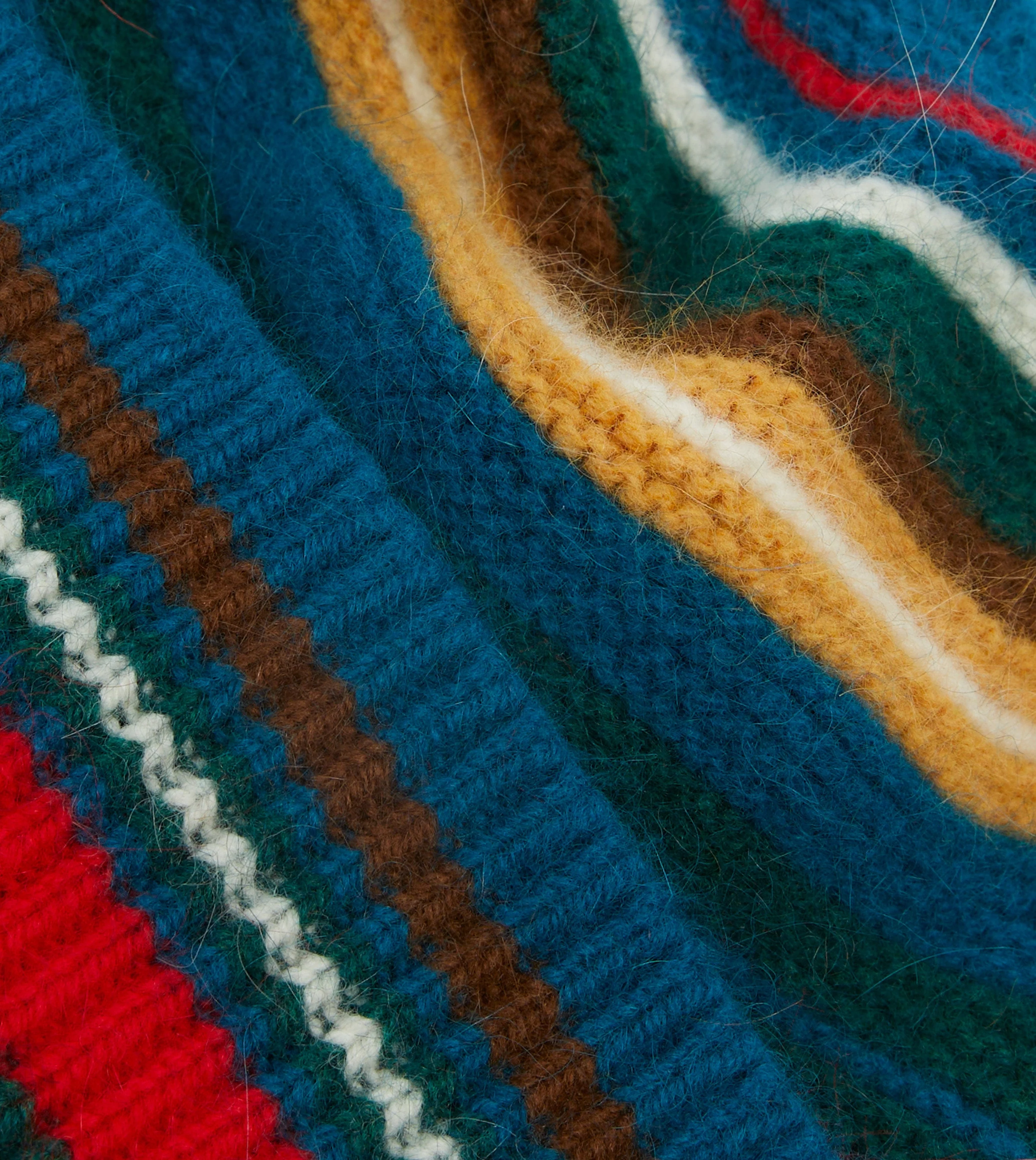 Green and Blue Multi Stripe Geelongora Purl Stitch Knit Cap - Image 2