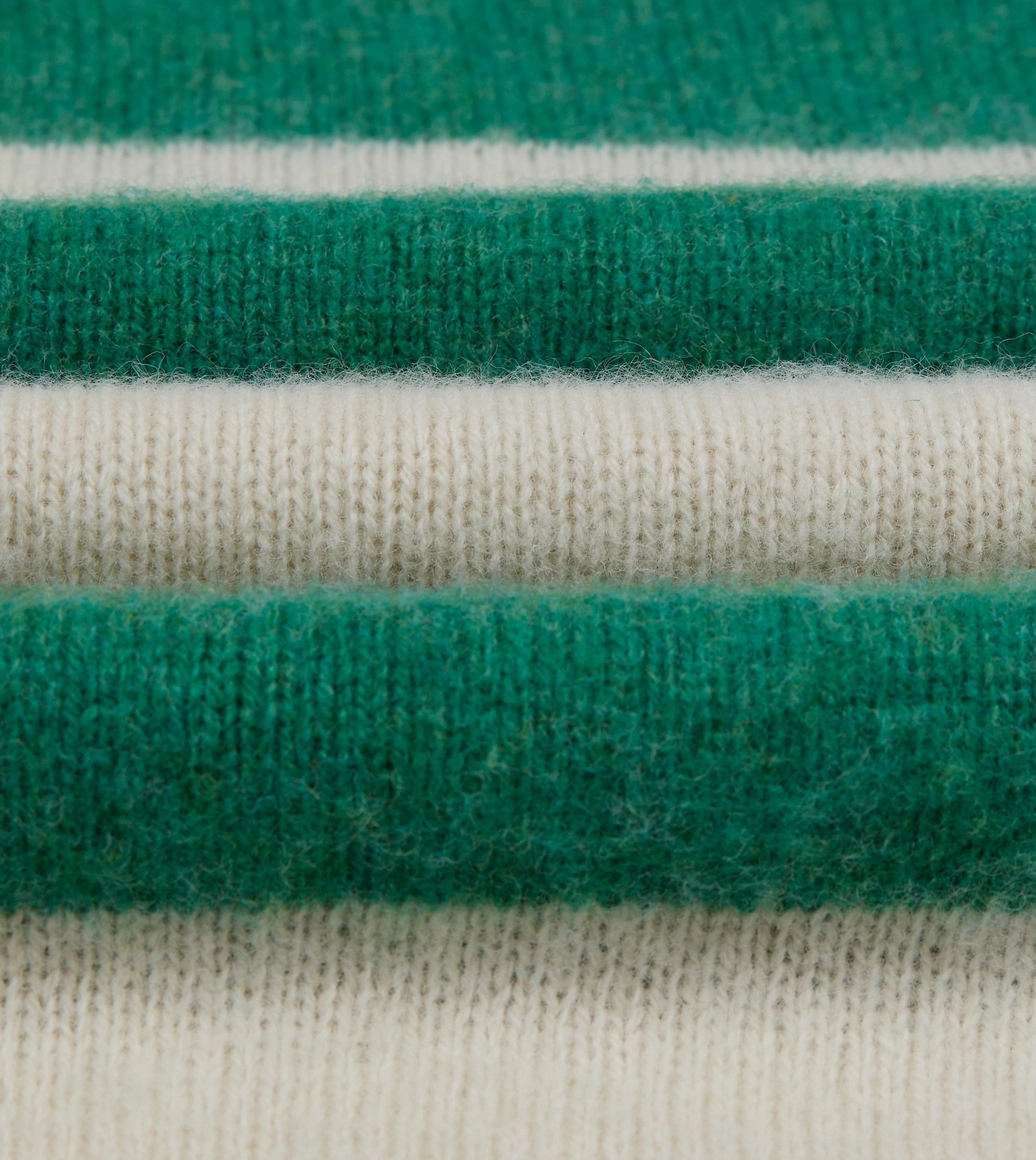 Green and Ecru Stripe Brushed Shetland Crew Neck Jumper - Image 2
