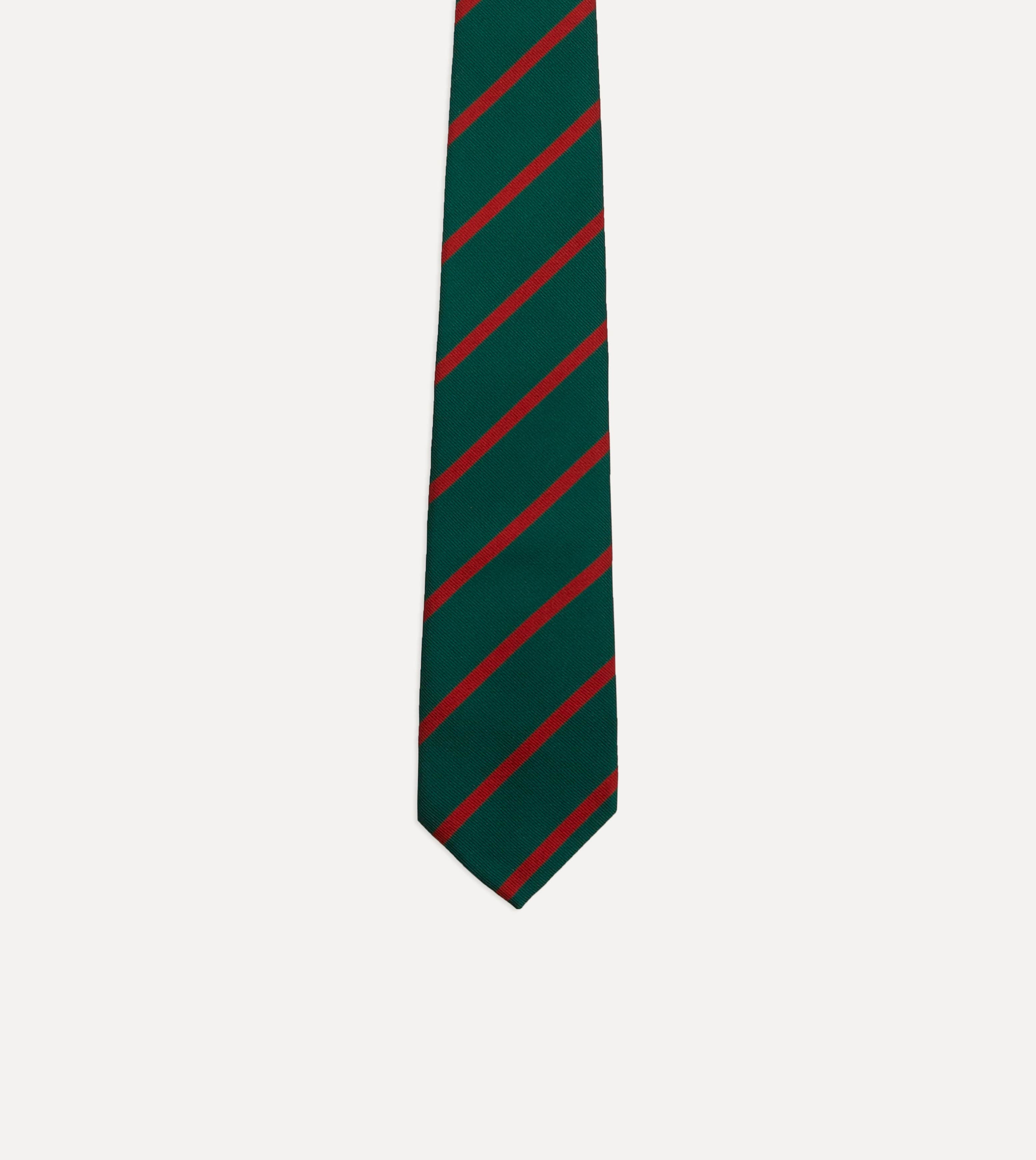 Green and Red Stripe Repp Silk Tie - Image 4
