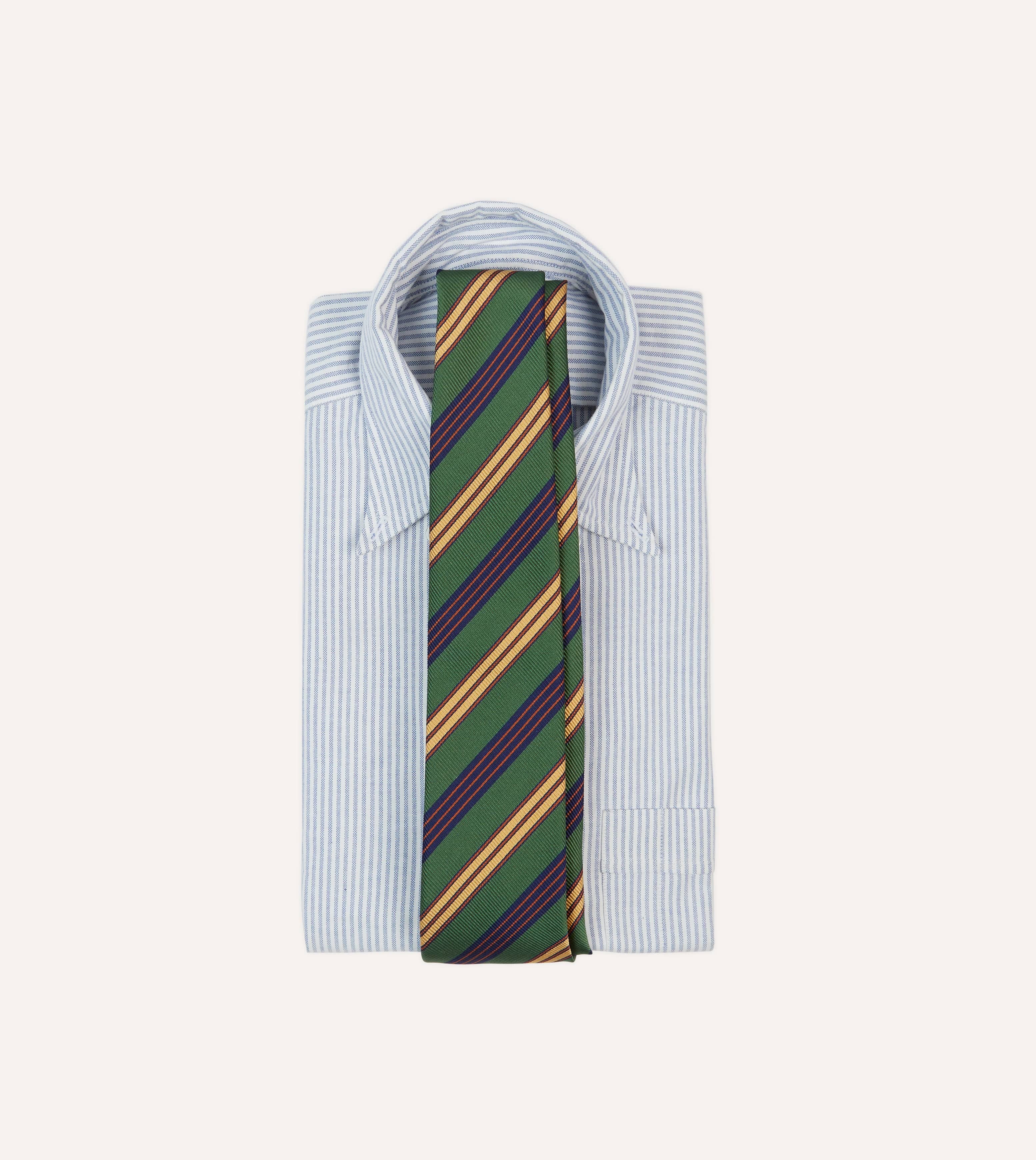 Green and Red Triple Stripe Repp Silk Tipped Tie - Image 2