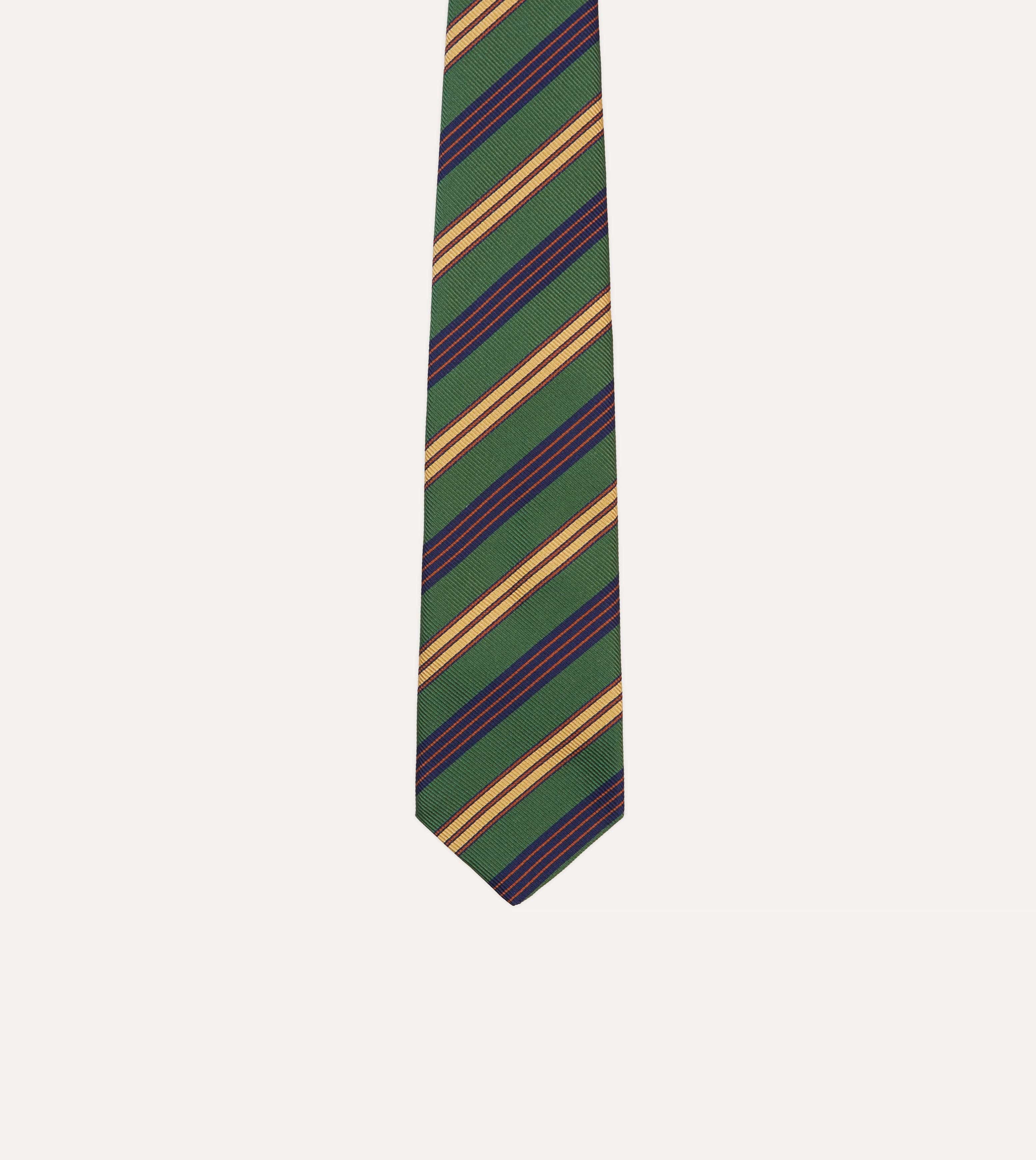 Green and Red Triple Stripe Repp Silk Tipped Tie - Image 3