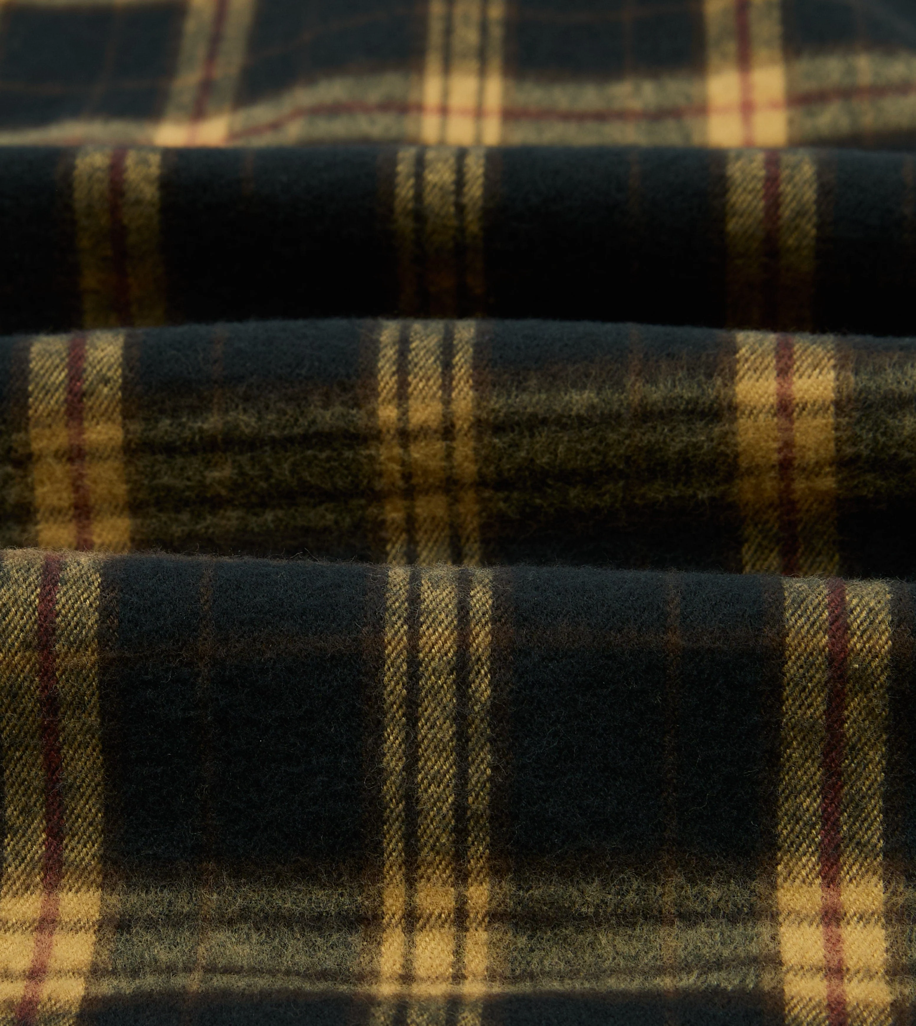 Green and Yellow Brushed Cotton Long Point Collar Work Shirt - Image 2