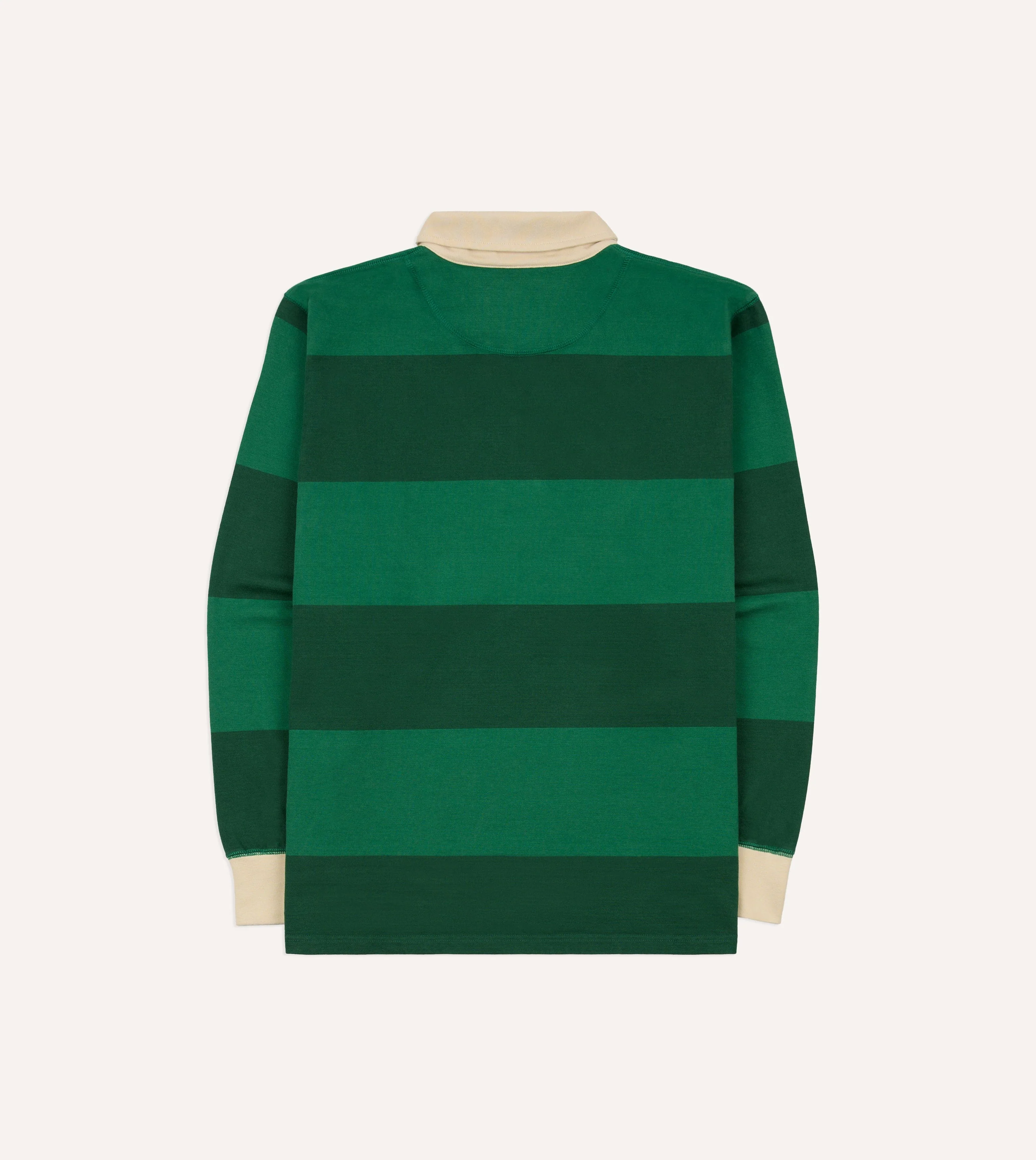 Green Block Stripe Cotton Quarter Zip Rugby Shirt - Image 7