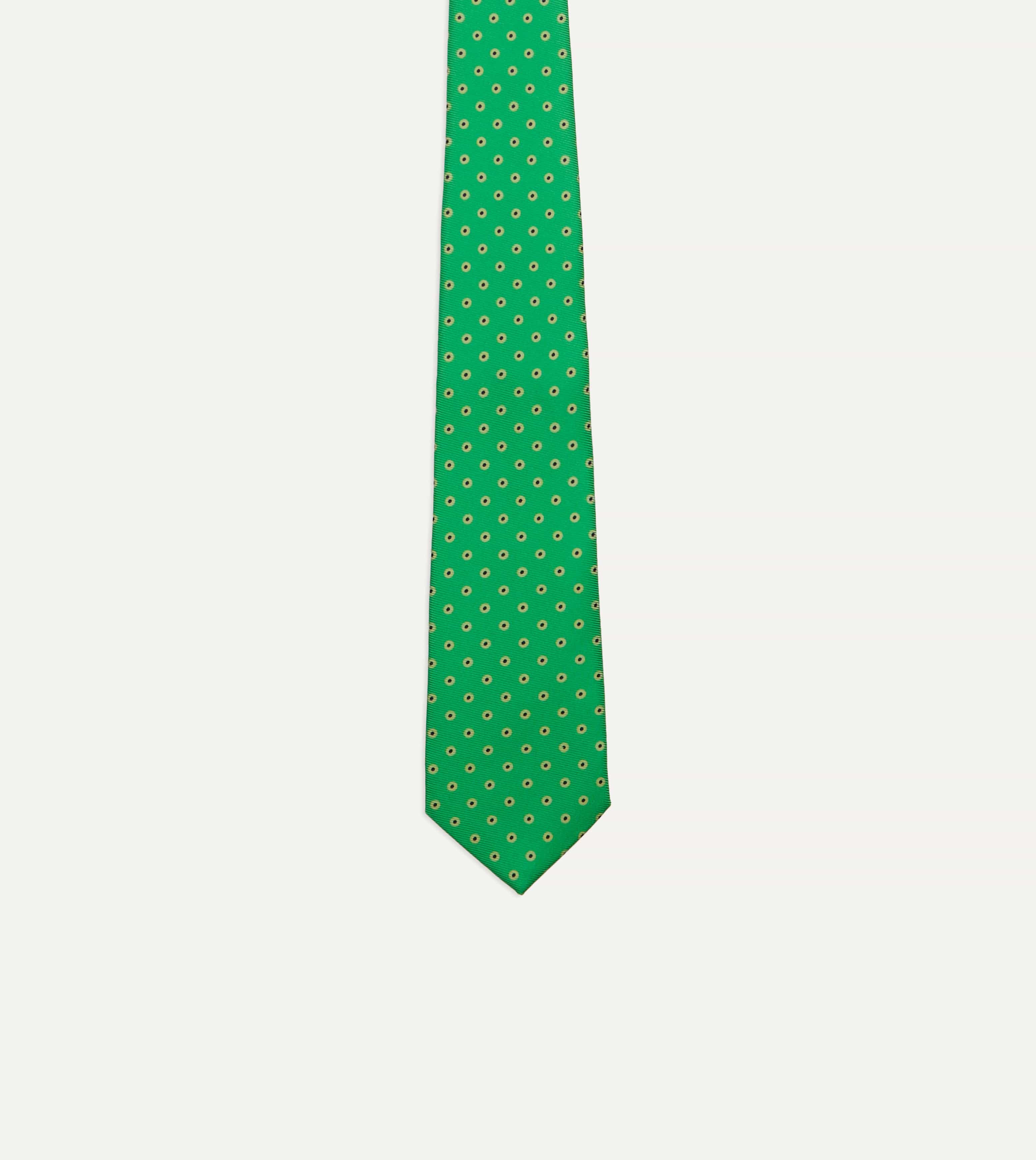 Green Circular Dot Silk Self Tipped Tie - Image 4